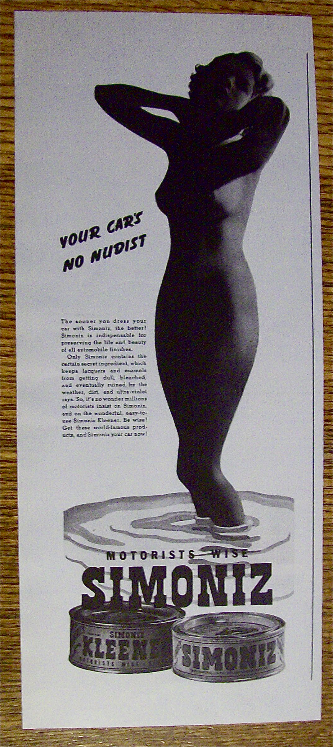1937 Simoniz with Lovely Woman's Silhouette