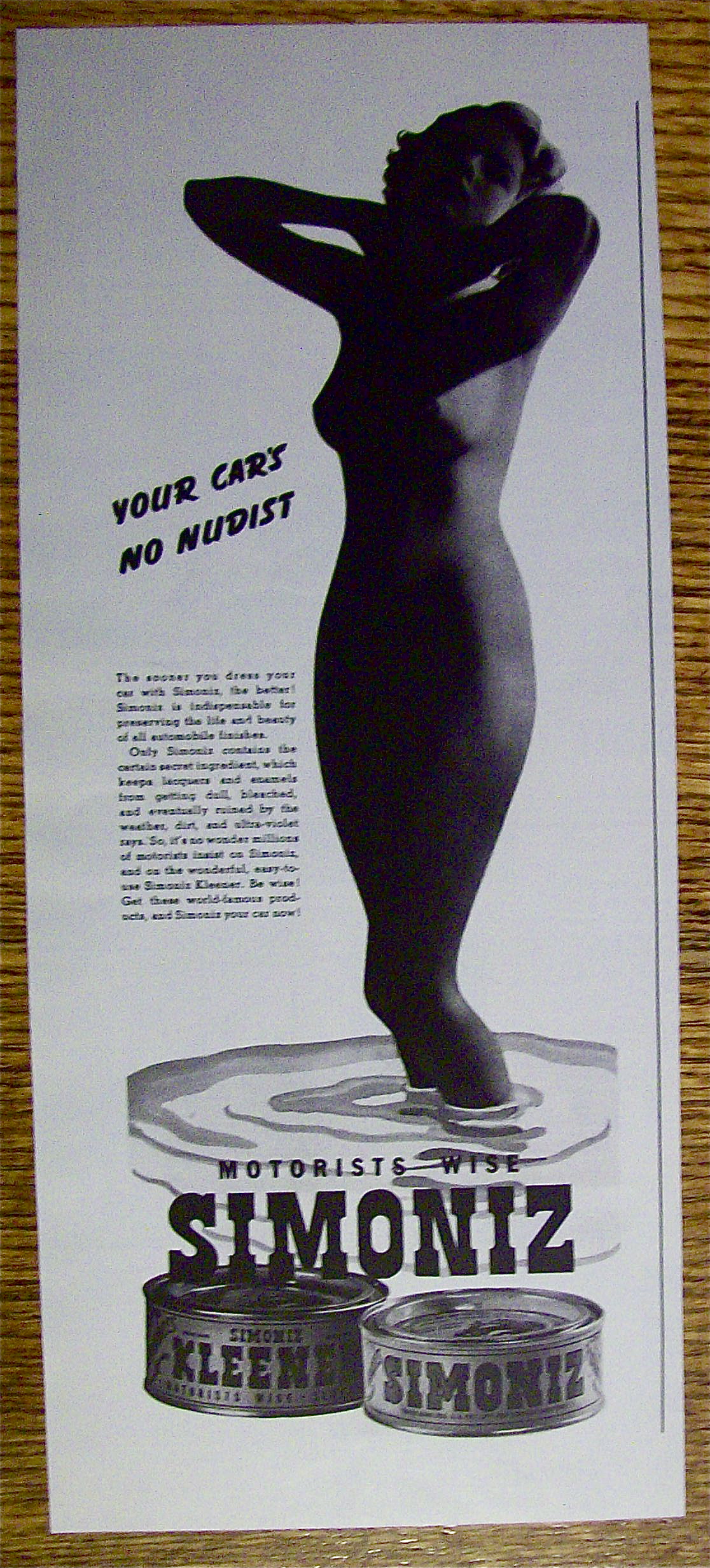 1937 Simoniz with Lovely Woman's Silhouette