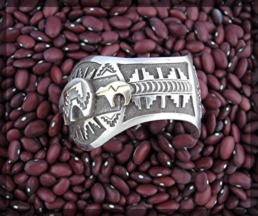 Navajo 14K Gold Sterling Silver John Begay Cuff