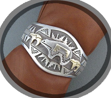 Navajo 14K Gold Sterling Silver John Begay Cuff