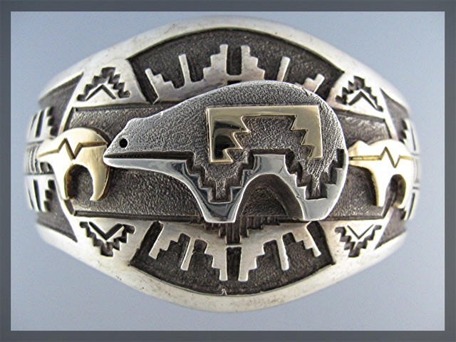 Navajo 14K Gold Sterling Silver John Begay Cuff