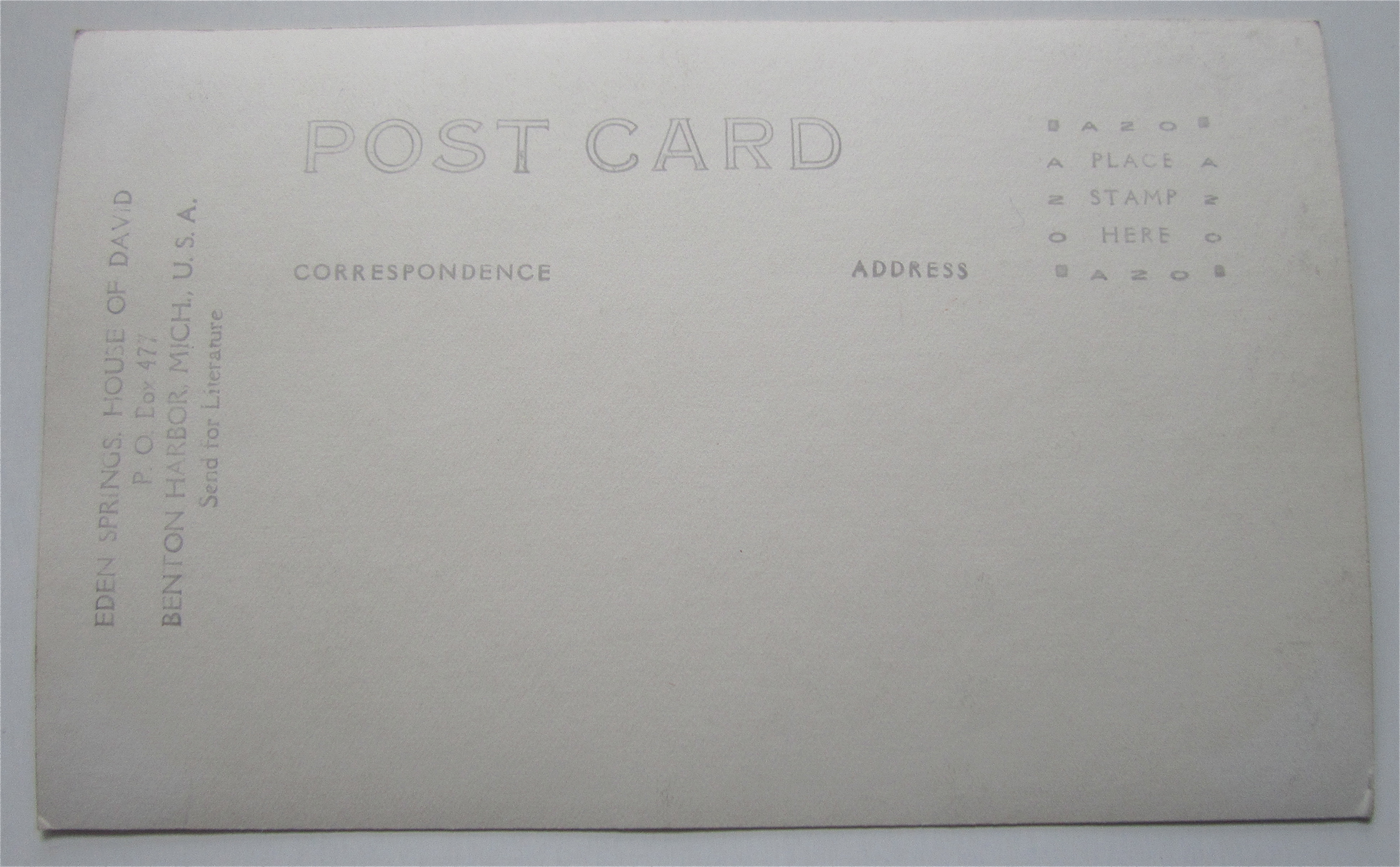 Open Air Theatre, House Of David Park Postcard
