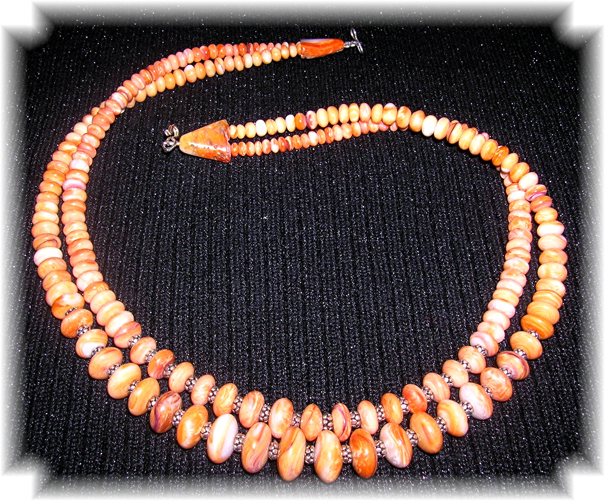 Spiny Oyster & Sterling  Double row Necklace