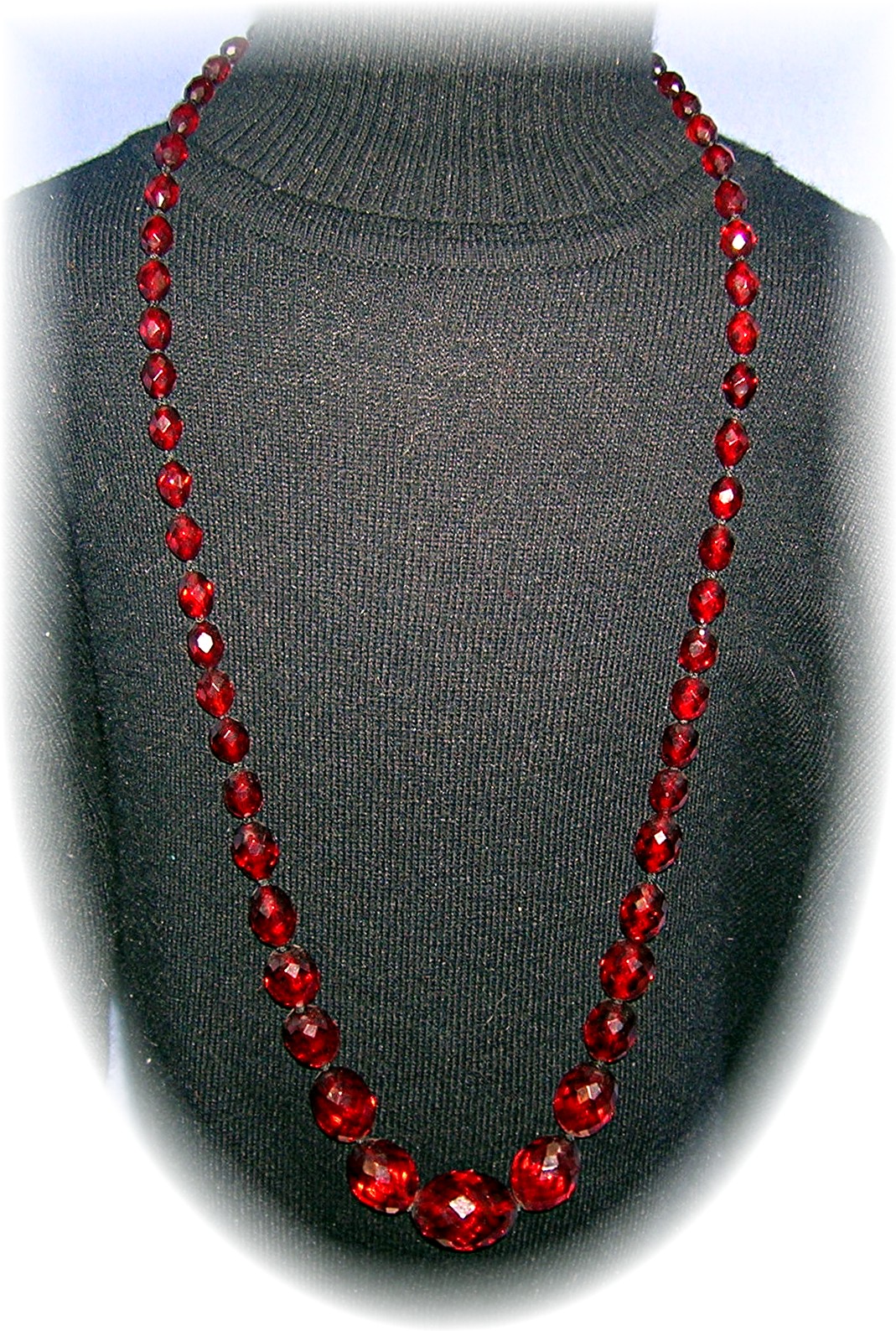 Cherry Amber Faceted  Graduated 30 Inch Necklace
