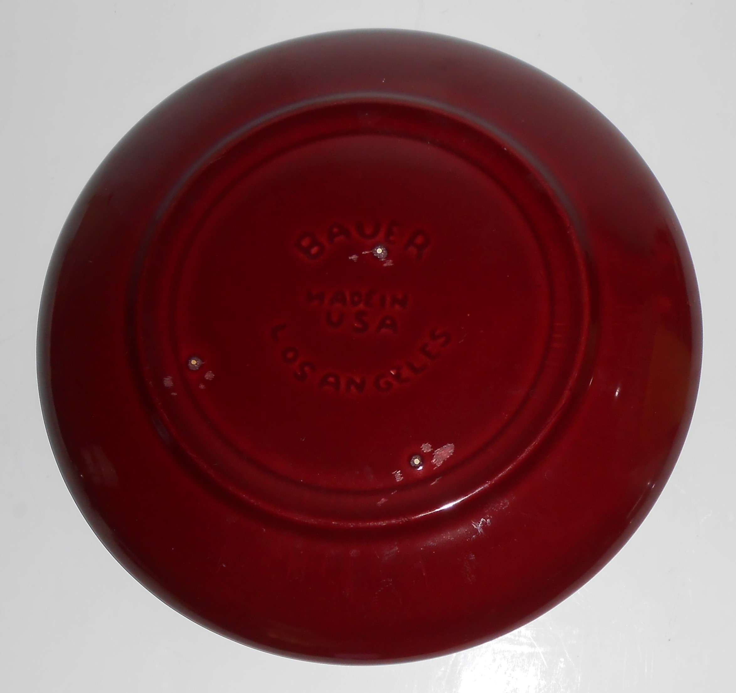 Bauer Pottery Mission Moderne Burgundy Dinner Plate