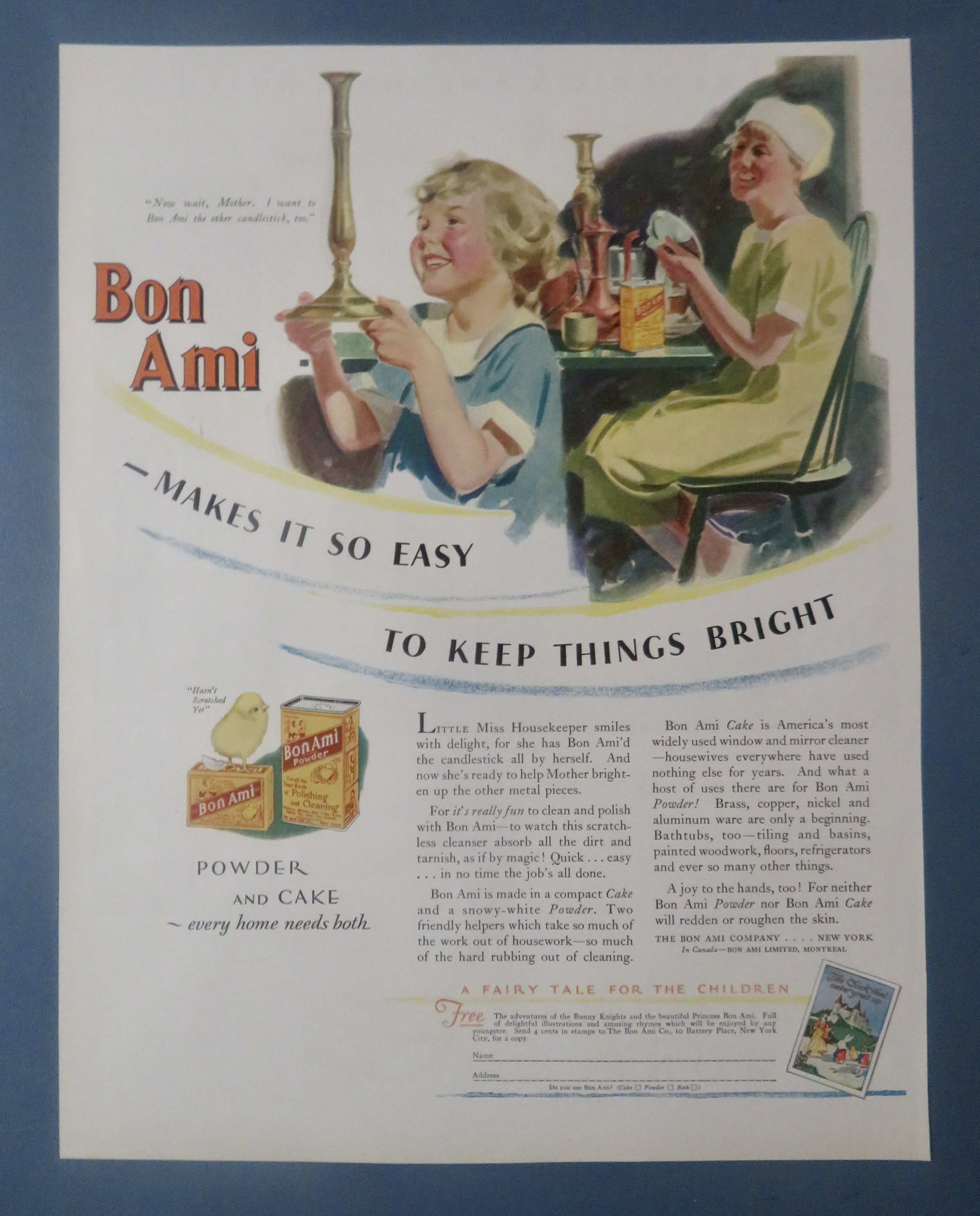 1930's Bon Ami with Woman Polishing Candle Holders