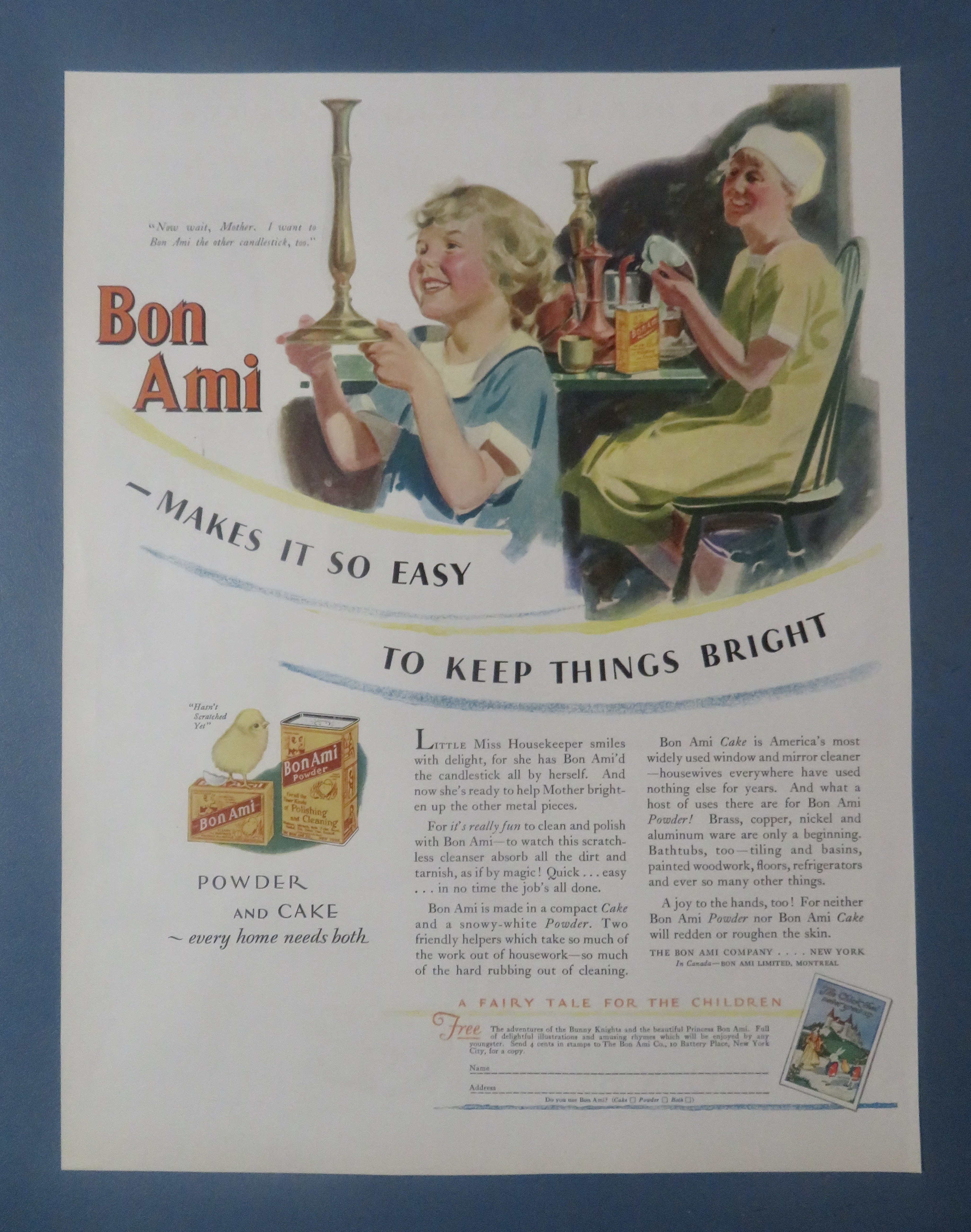 1930's Bon Ami with Woman Polishing Candle Holders