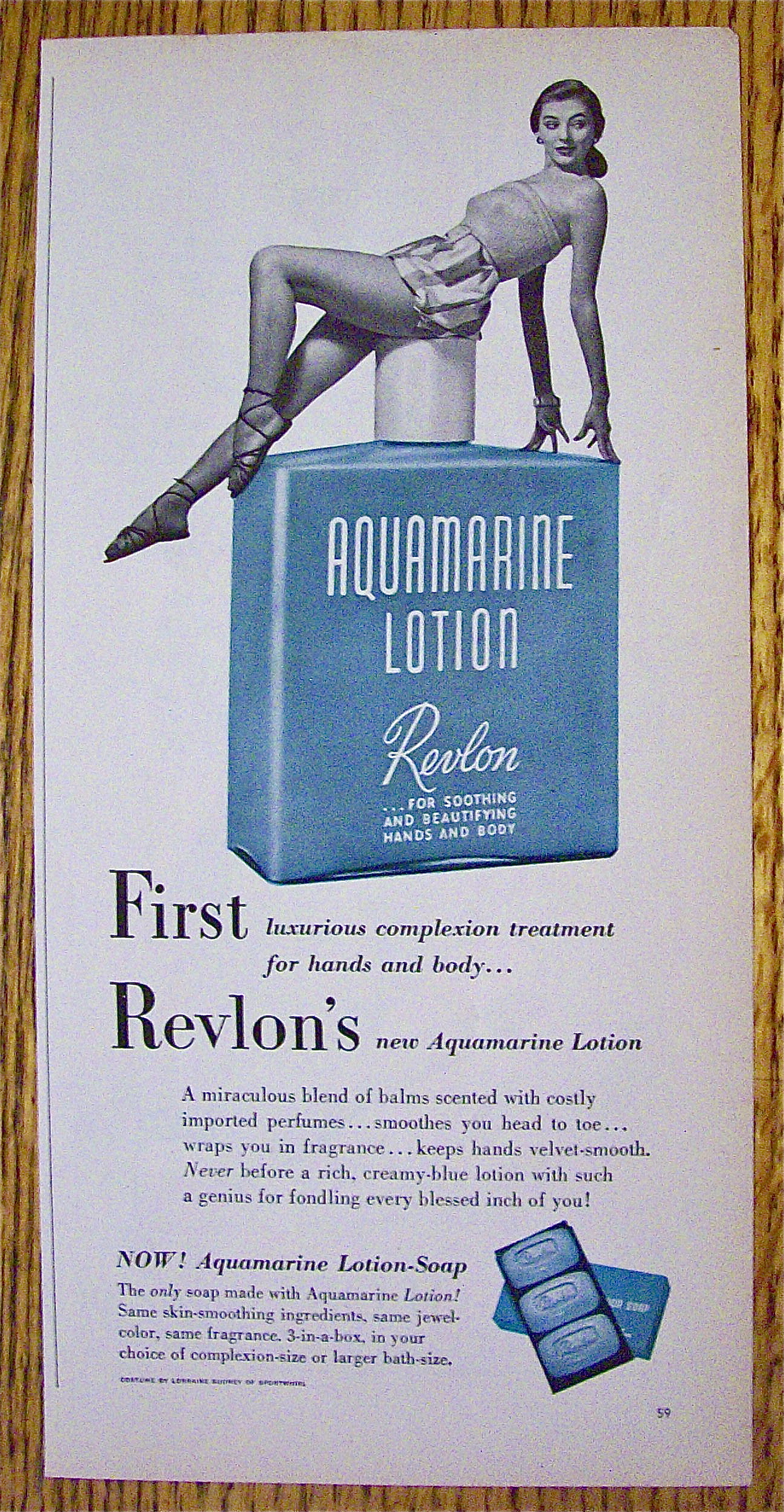 1951 Revlon Aquamarine Lotion with Lovely Woman