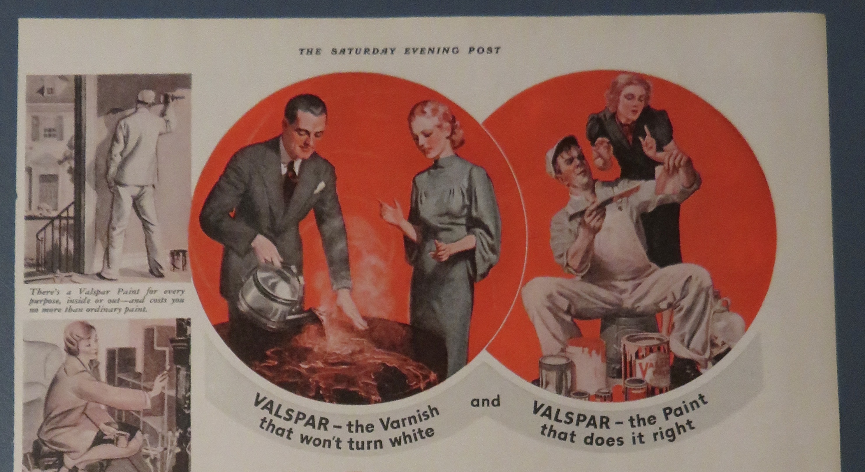 1938 Valspar Varnish with Man & Woman Using Varnish