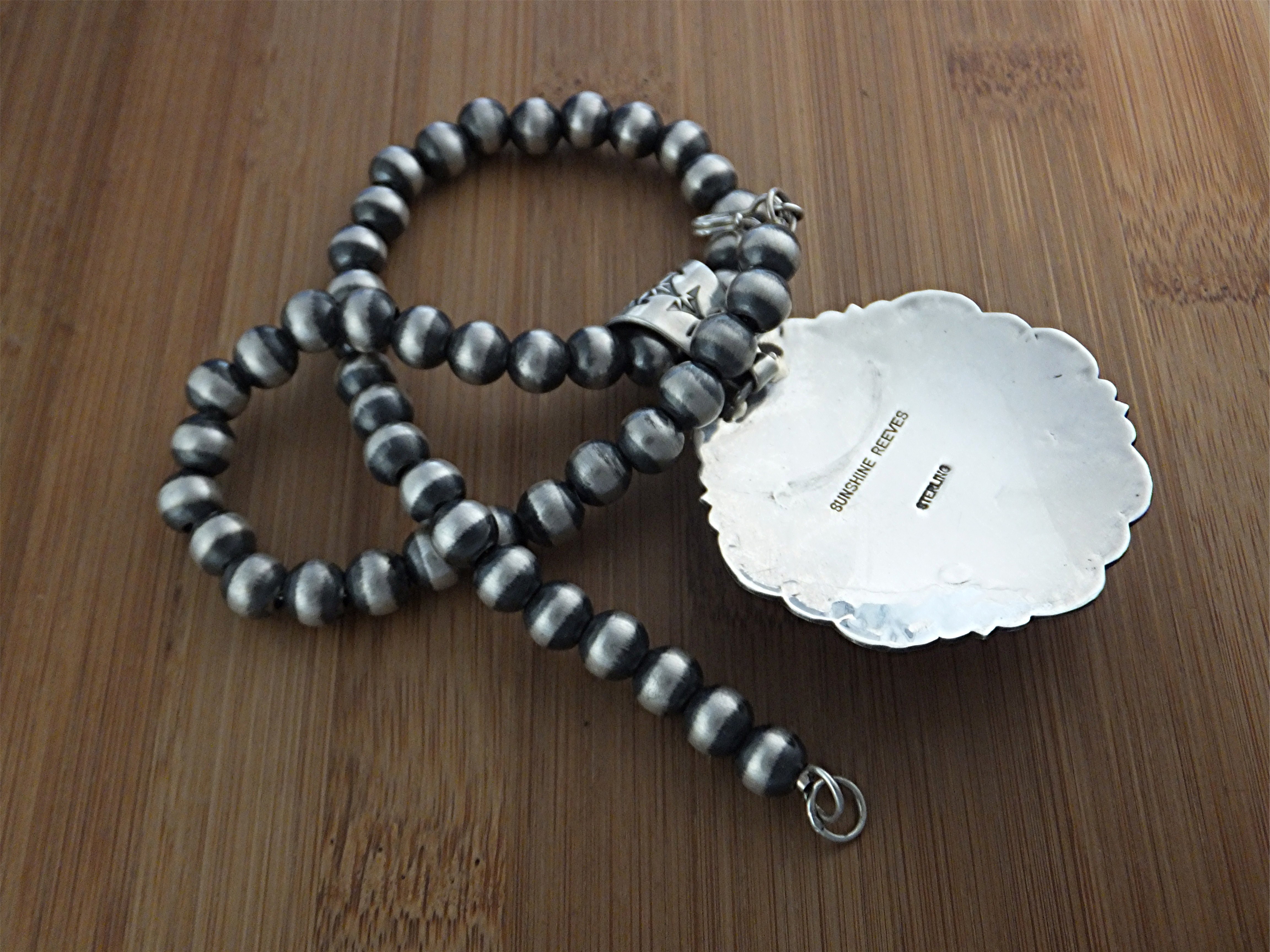 Navajo Sunshine Reeves Coral Sterling Silver Necklace