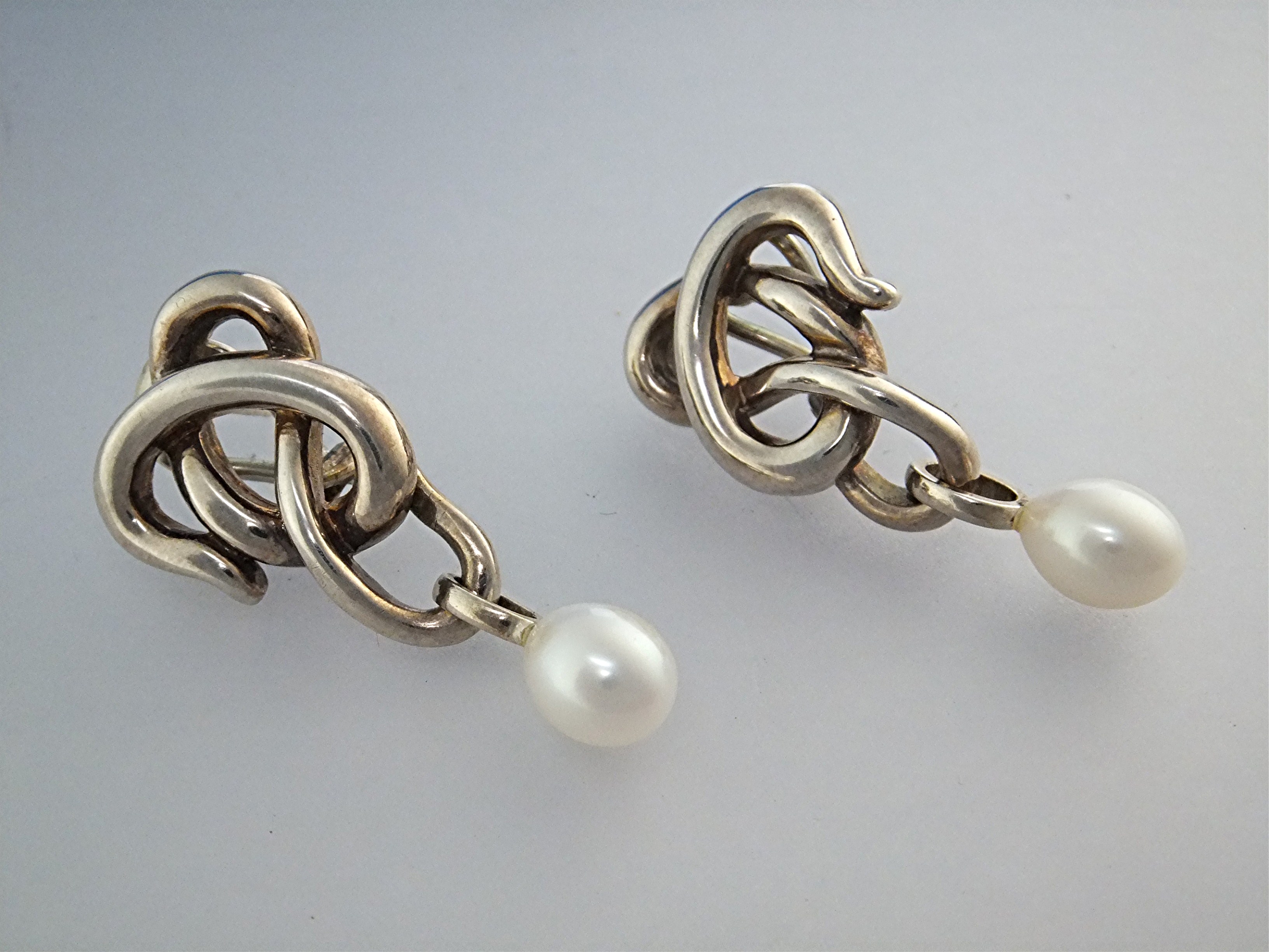 Earrings Sterling Silver Freshwater Pearl A.C Studio