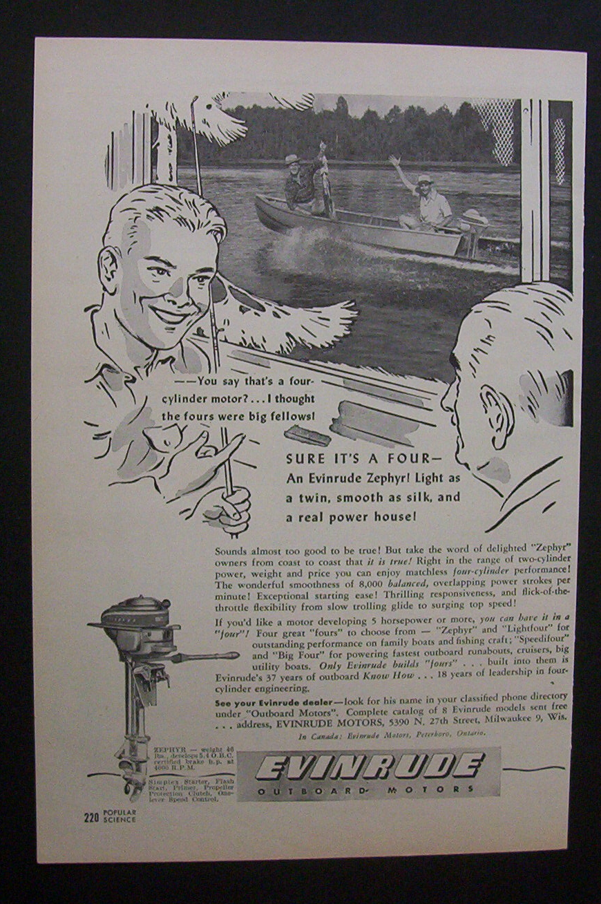 1946 Evinrude Outboard Motors with Two Men Talking