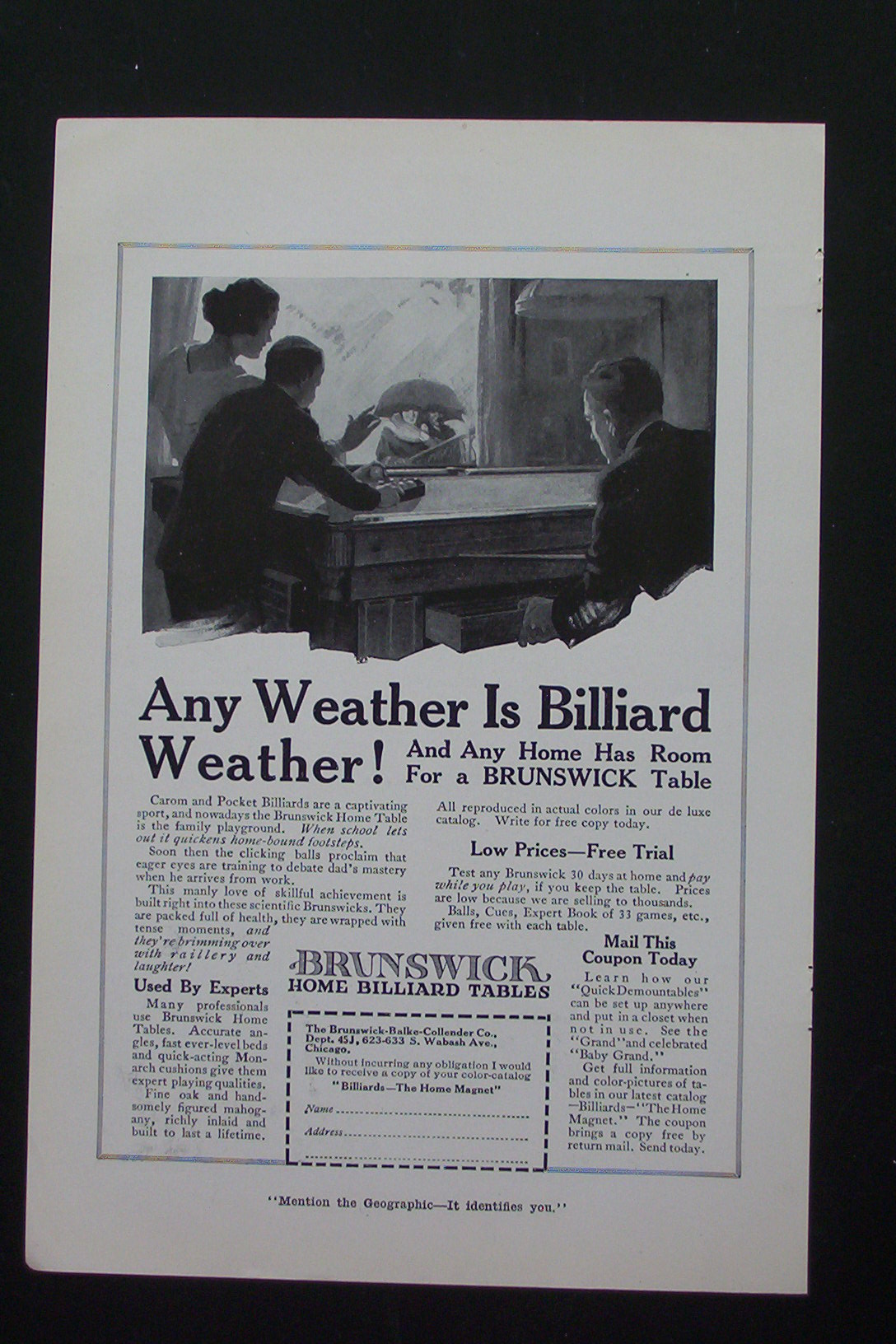 1917 Brunswick Home Billiard Tables with People Playing