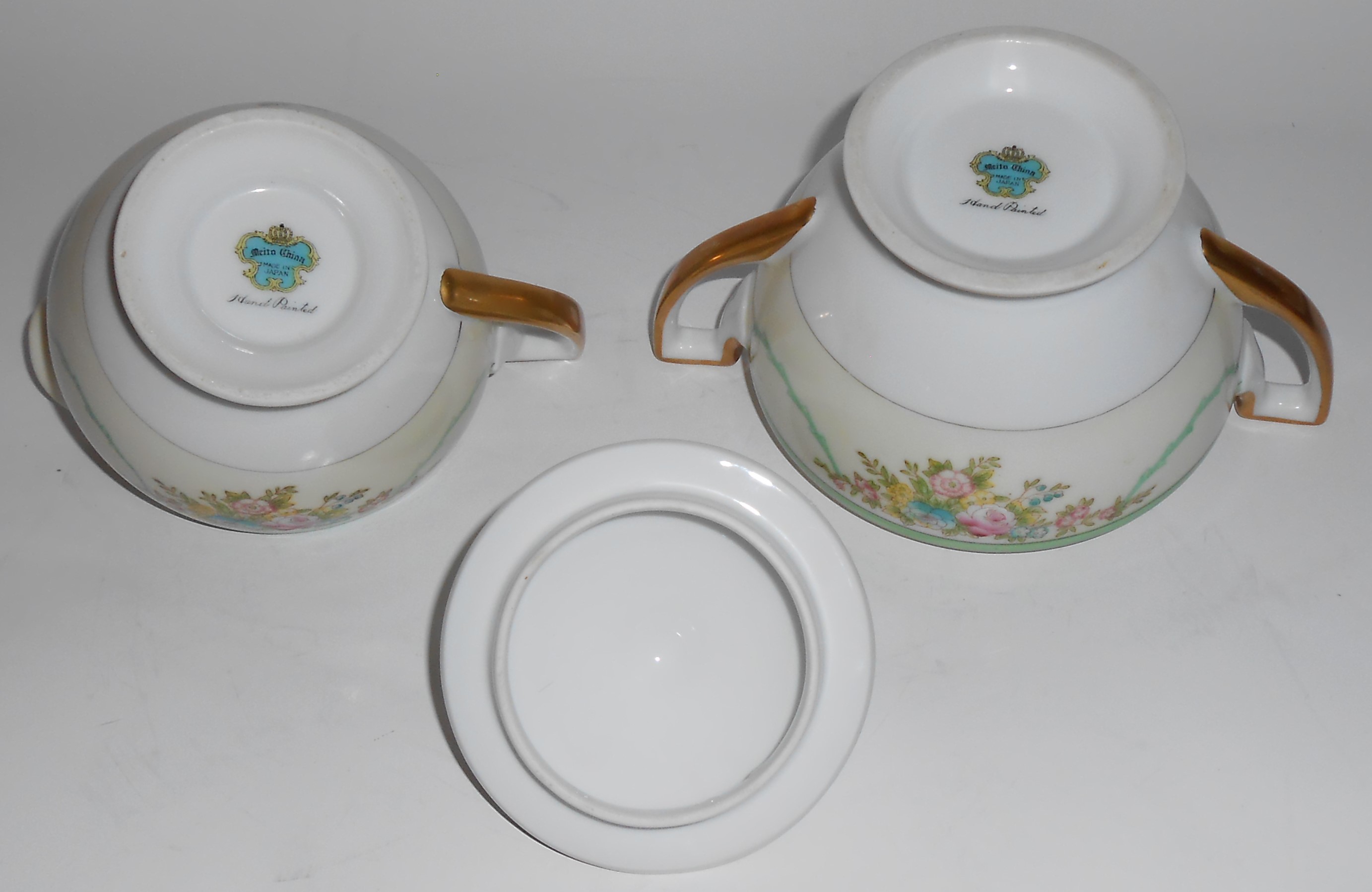 Meito China Porcelain Japan Floral Gold Green Yellow Cr