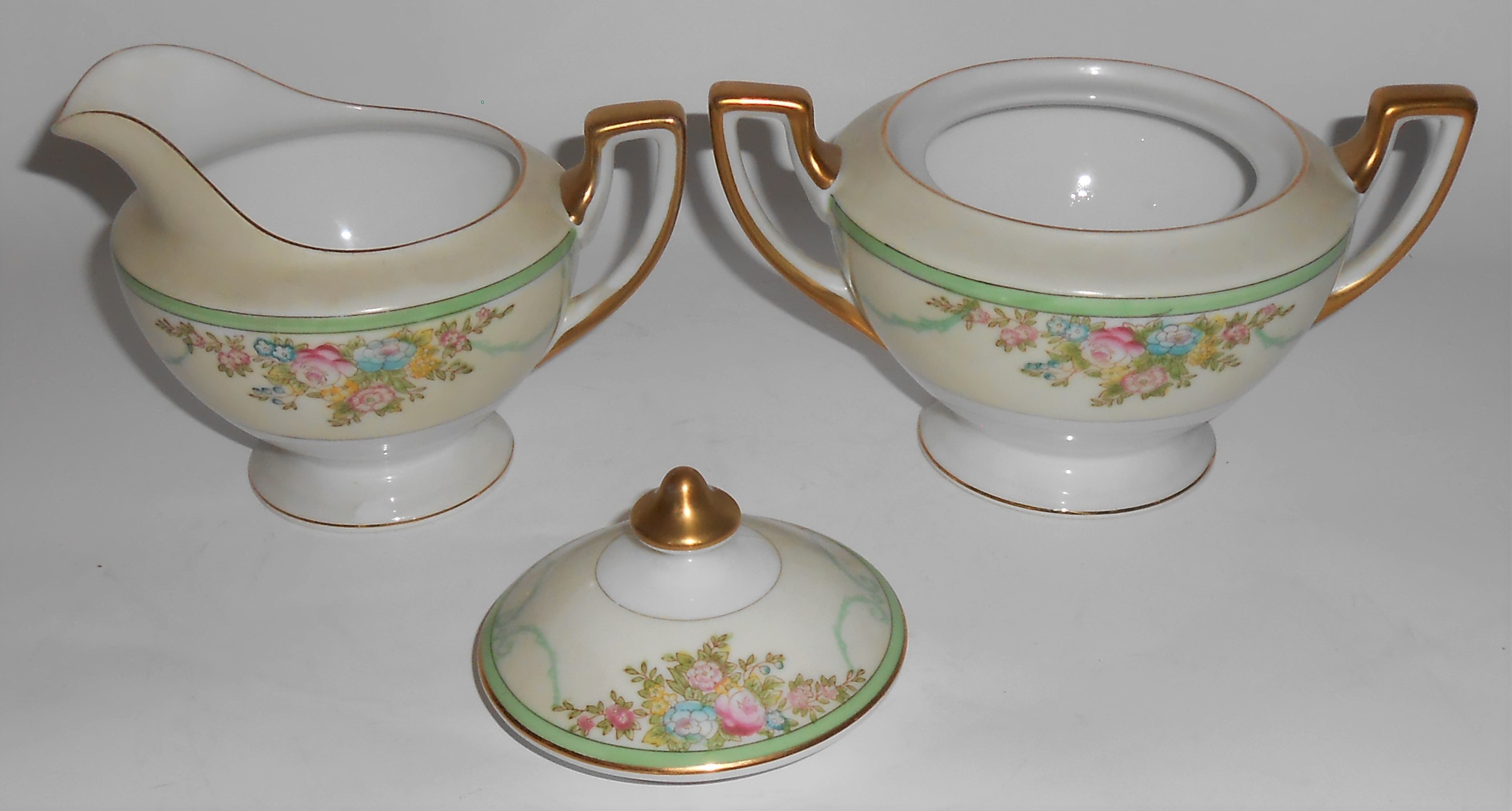 Meito China Porcelain Japan Floral Gold Green Yellow Cr