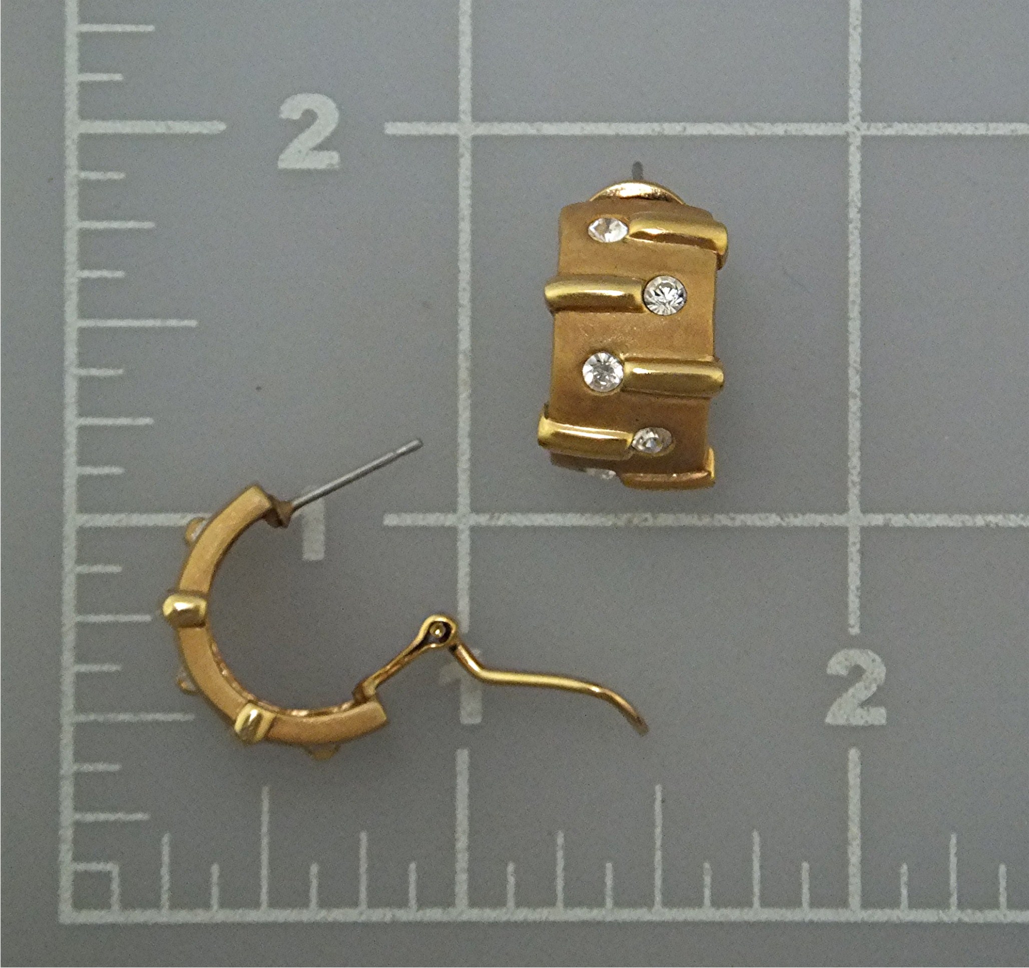 Earrings Gold Tone Rhinestone French Back Clips