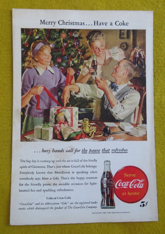 1946 Coca Cola (Coke) With People Wrapping Gifts While Drinking Coke
