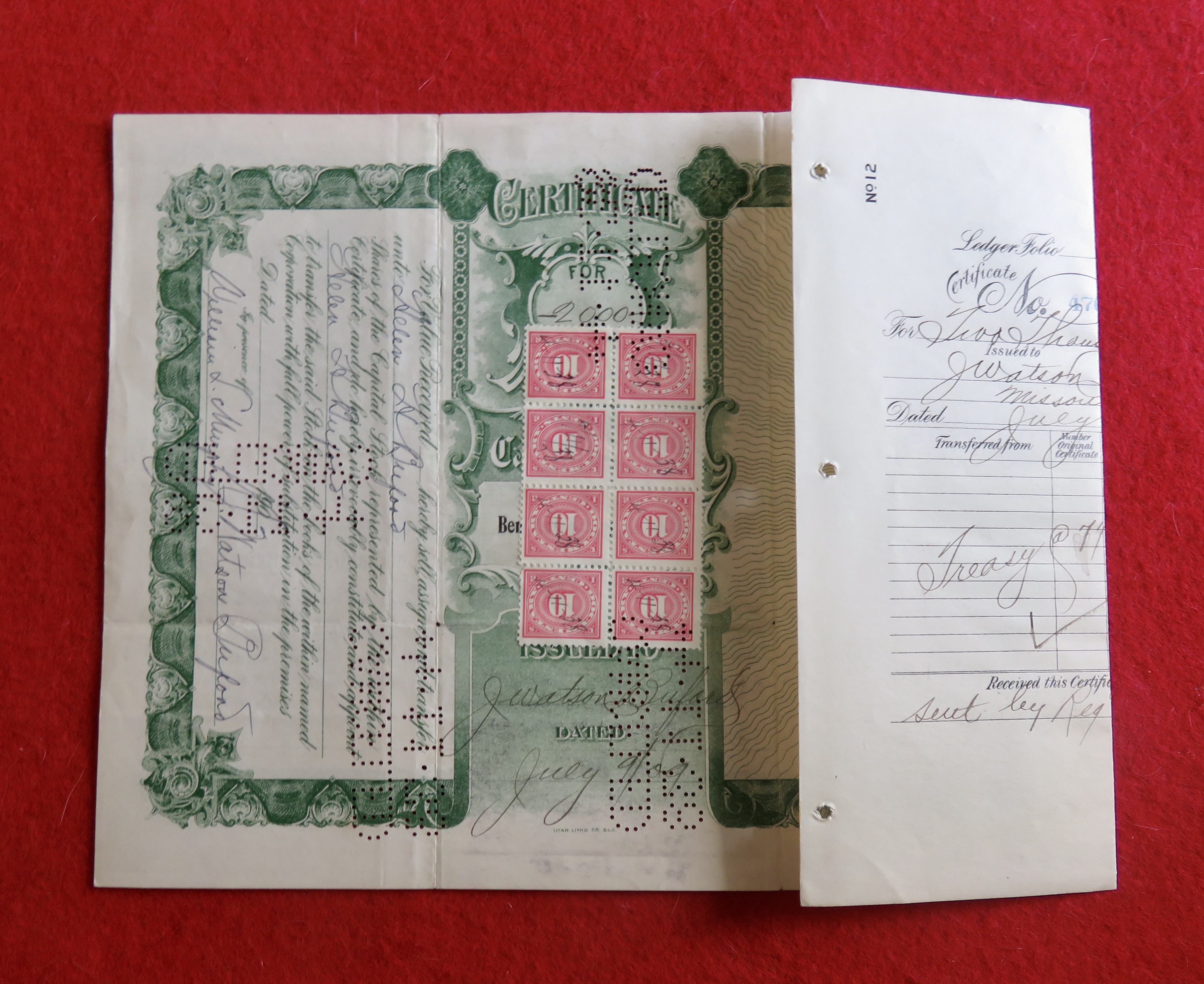 1909 Ben Hur Mining Company Limited Stock Certificate