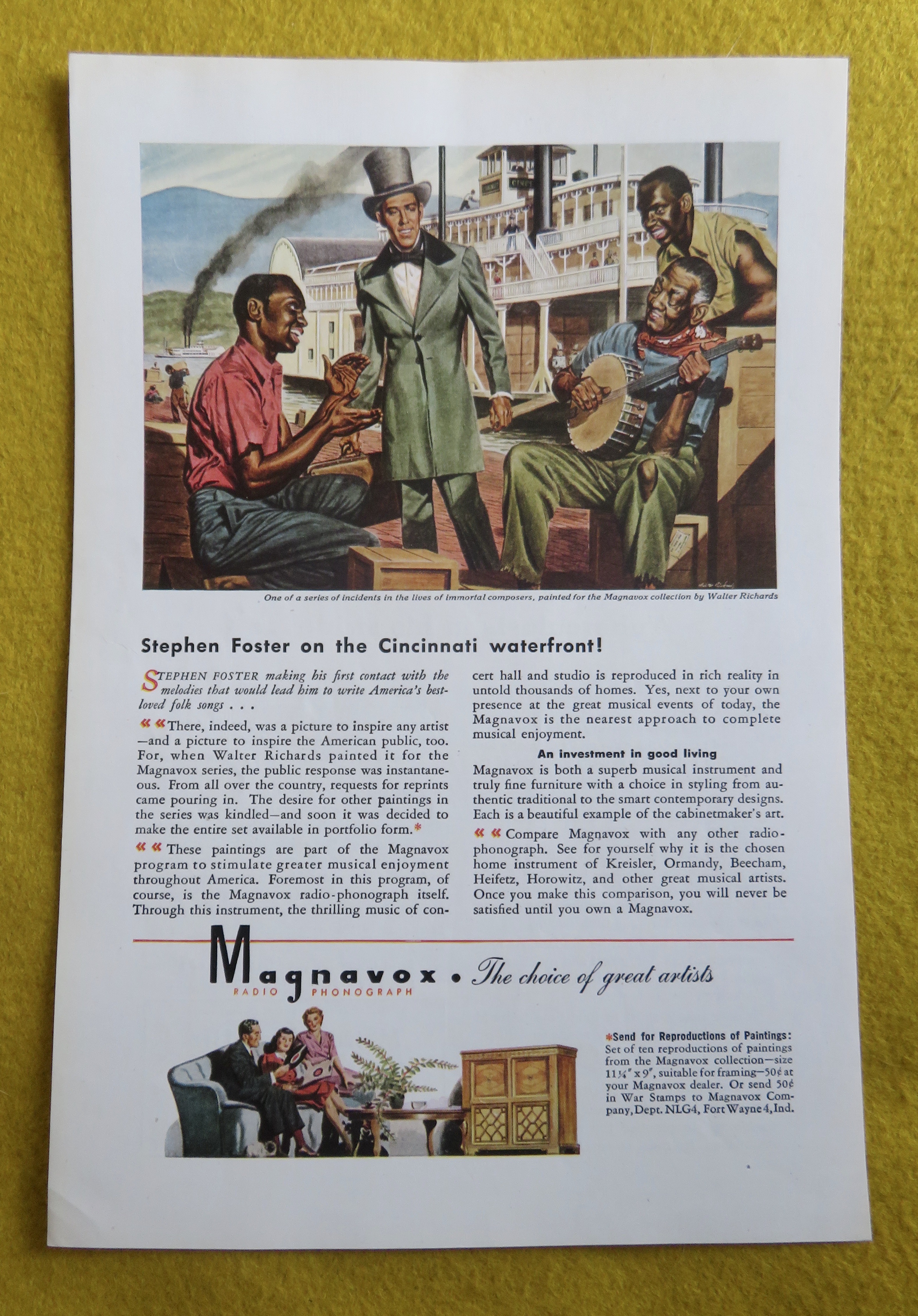 1945 Magnavox Radio Phonograph with Stephen Foster