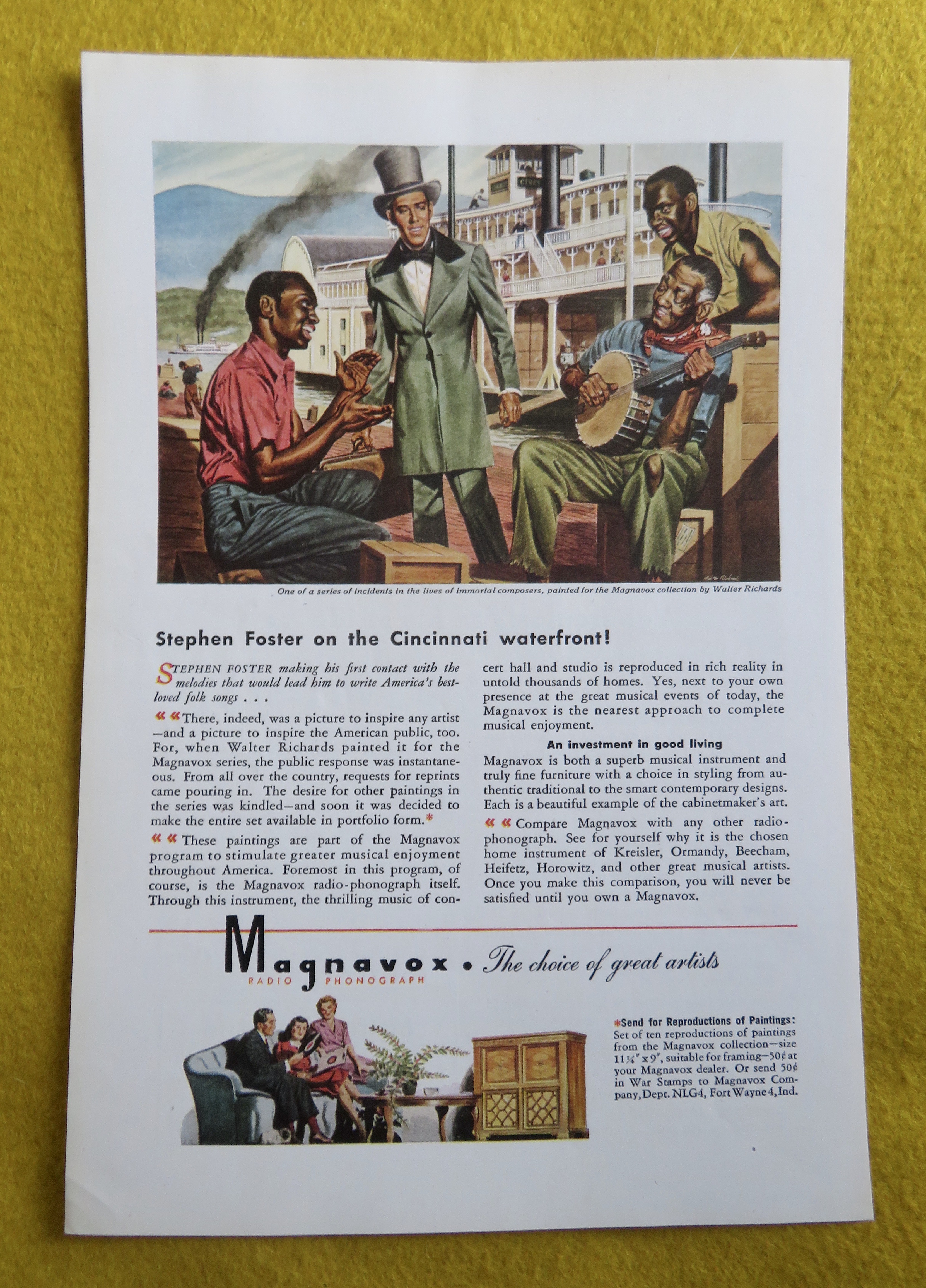 1945 Magnavox Radio Phonograph with Stephen Foster