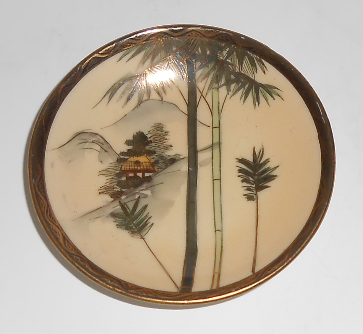 Nishida Japan Porcelain China 22k Yellow Black Bamboo F