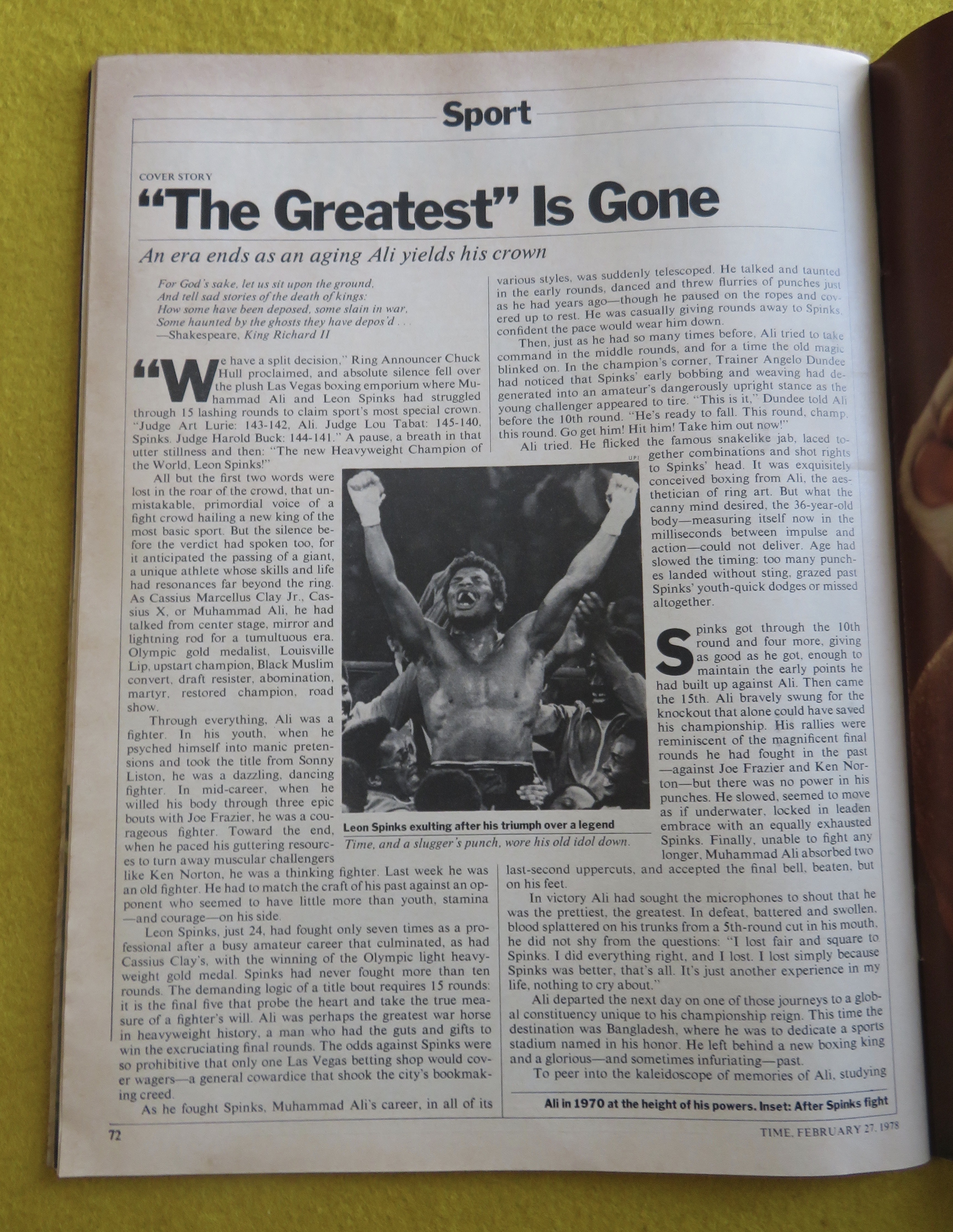 Time Magazine February 27, 1978 Muhammad Ali