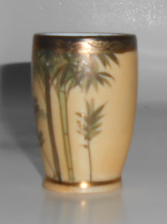 Nishida Japan Porcelain China 22k Yellow Black Bamboo F