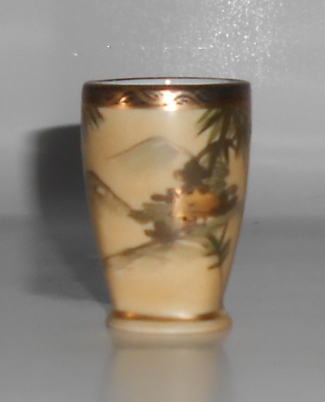 Nishida Japan Porcelain China 22k Yellow Black Bamboo F