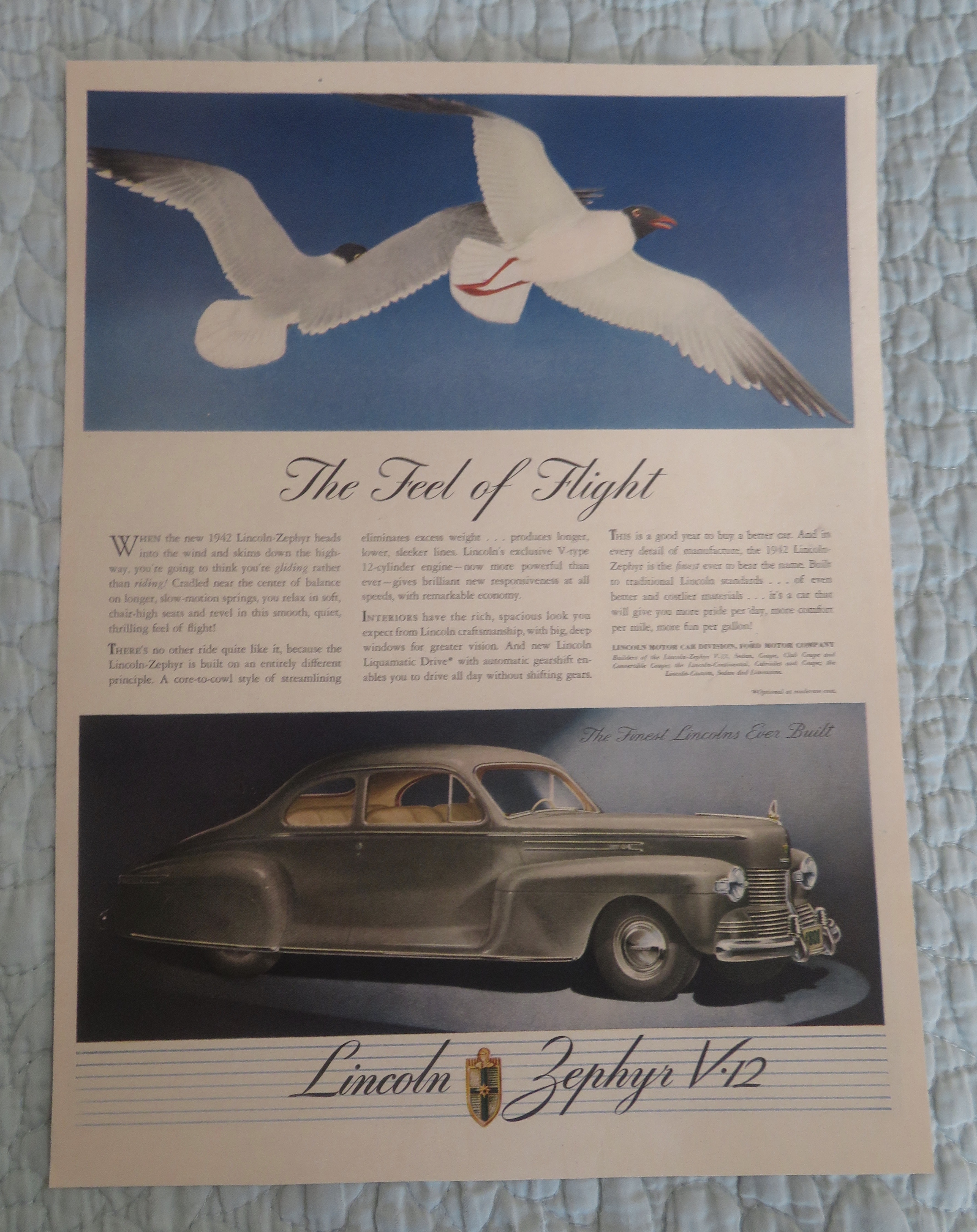 1942 Lincoln Automobile with Lincoln Zephyr V - 12