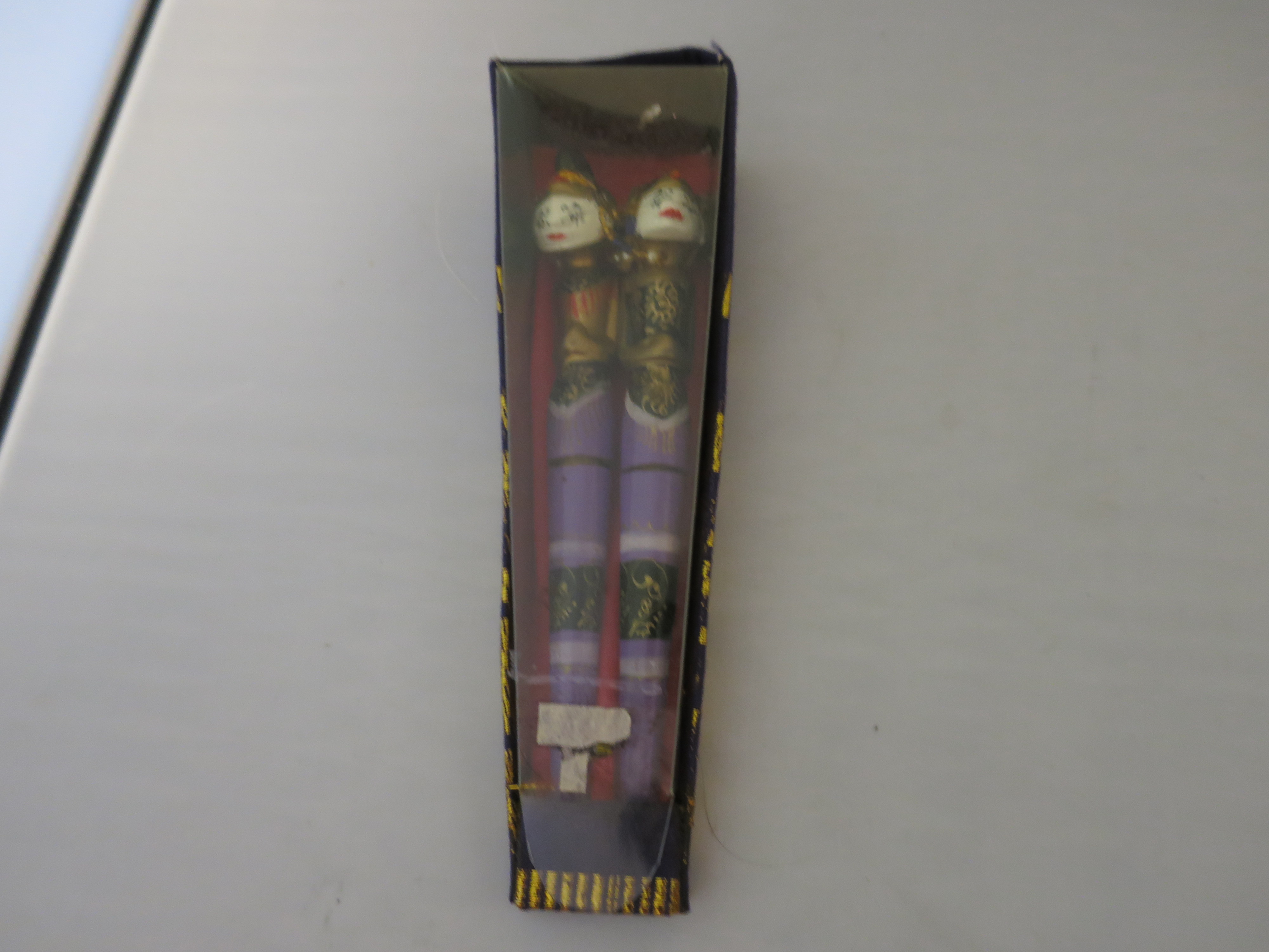 Figural Carved and Painted Pen Set Vintage Asian Doll
