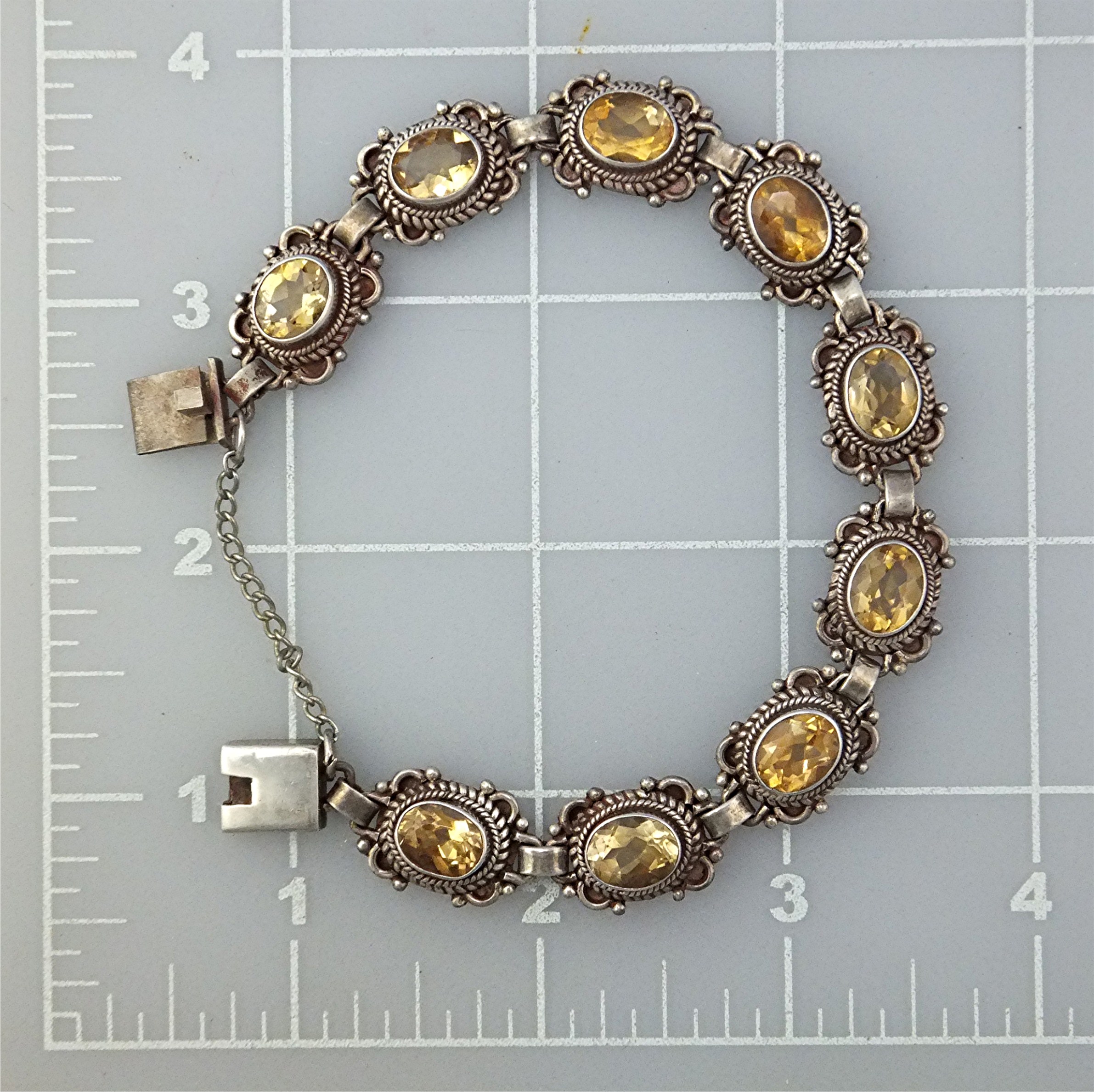 Bracelet Sterling Silver Citrine Push Clasp