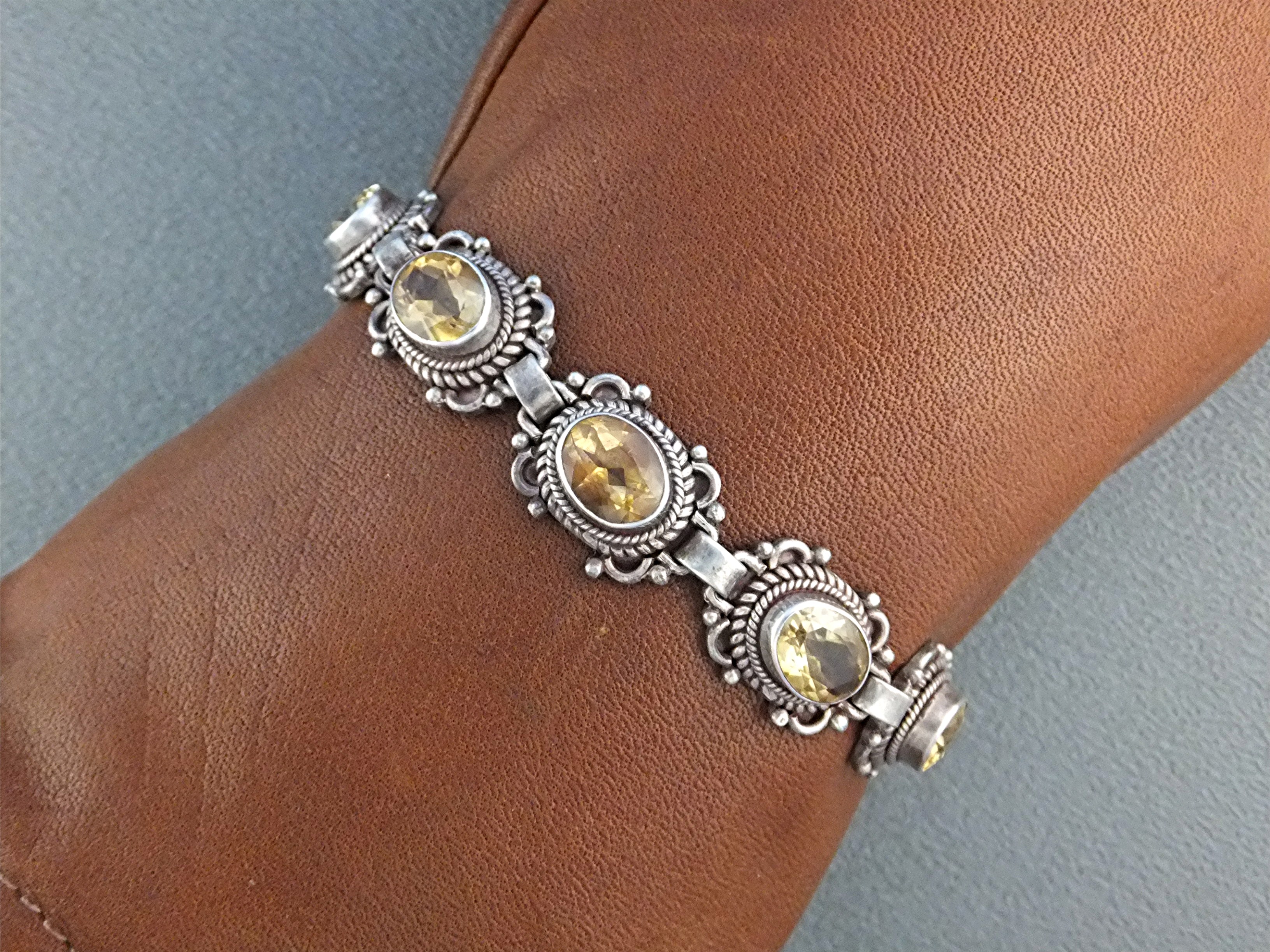 Bracelet Sterling Silver Citrine Push Clasp