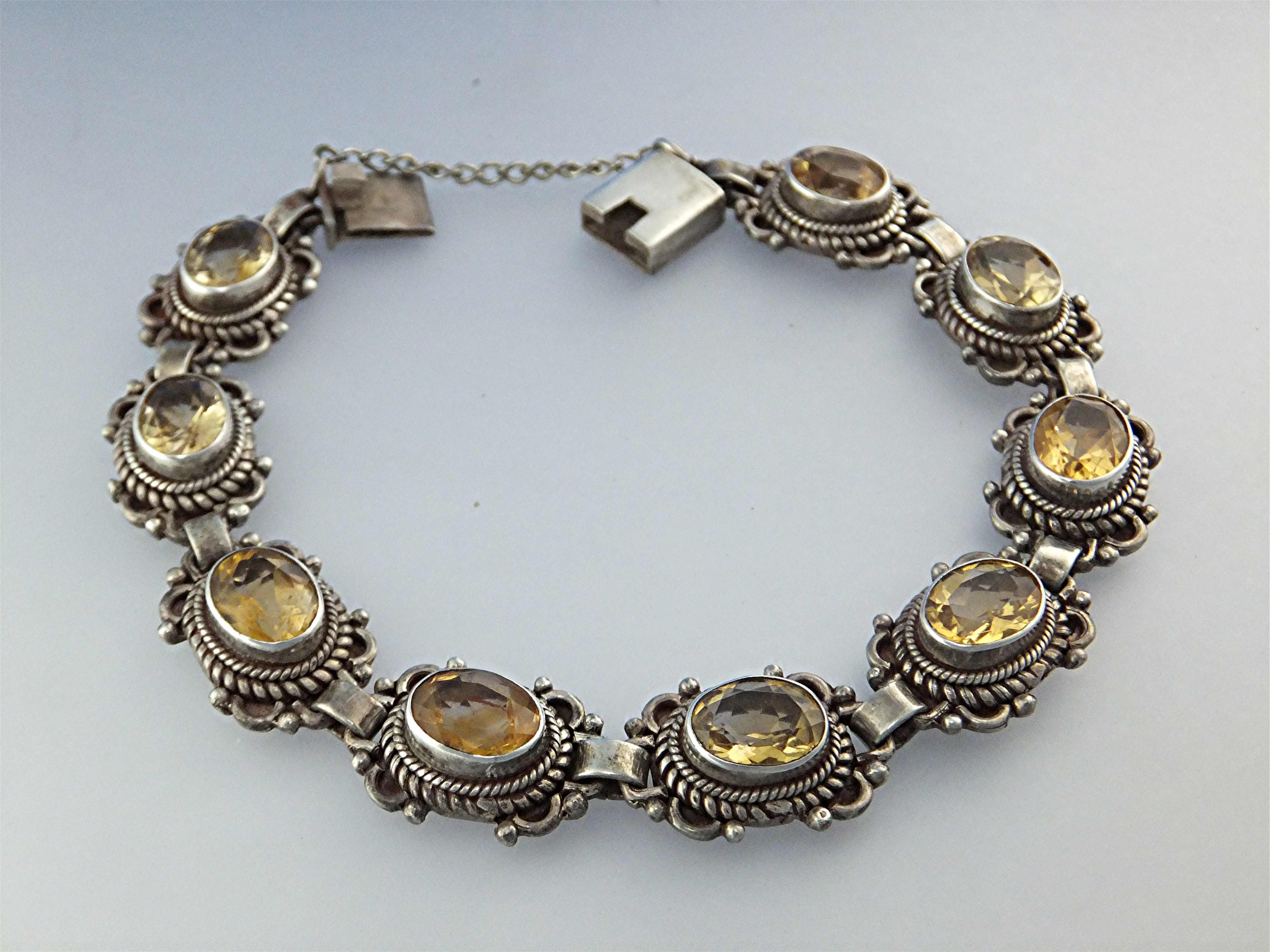 Bracelet Sterling Silver Citrine Push Clasp