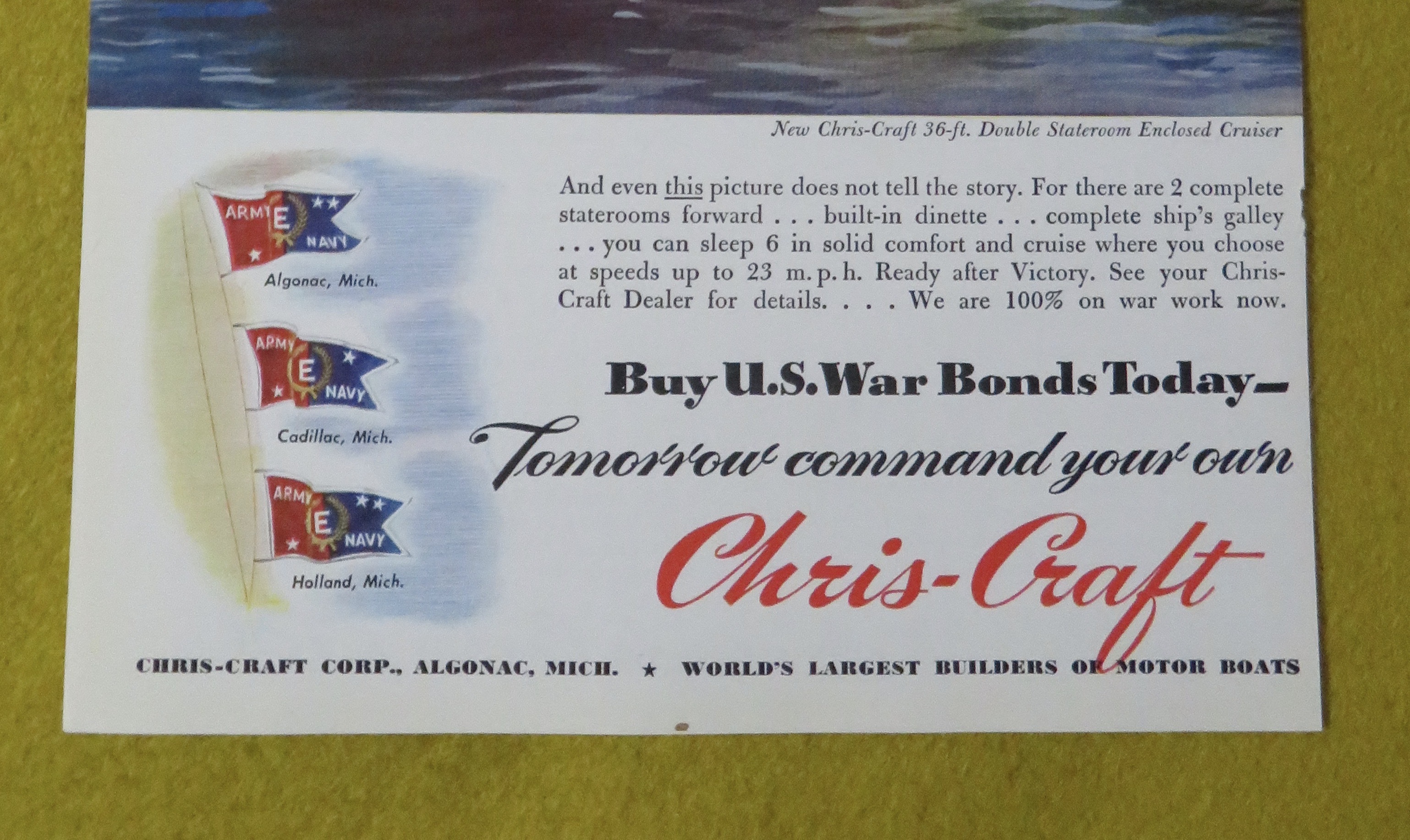 1945 Chris Craft with Stateroom Enclosed Cruiser
