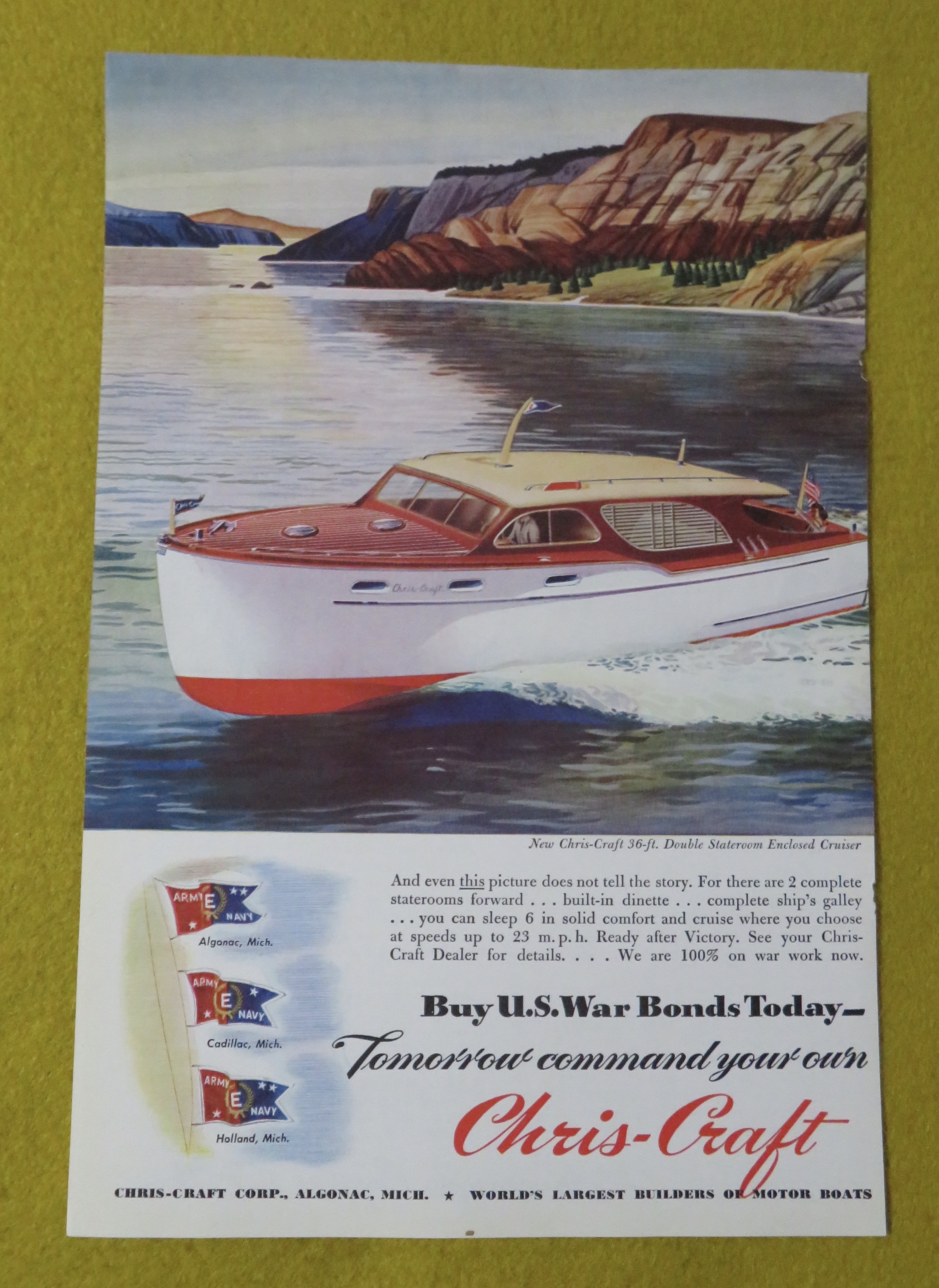 1945 Chris Craft with Stateroom Enclosed Cruiser