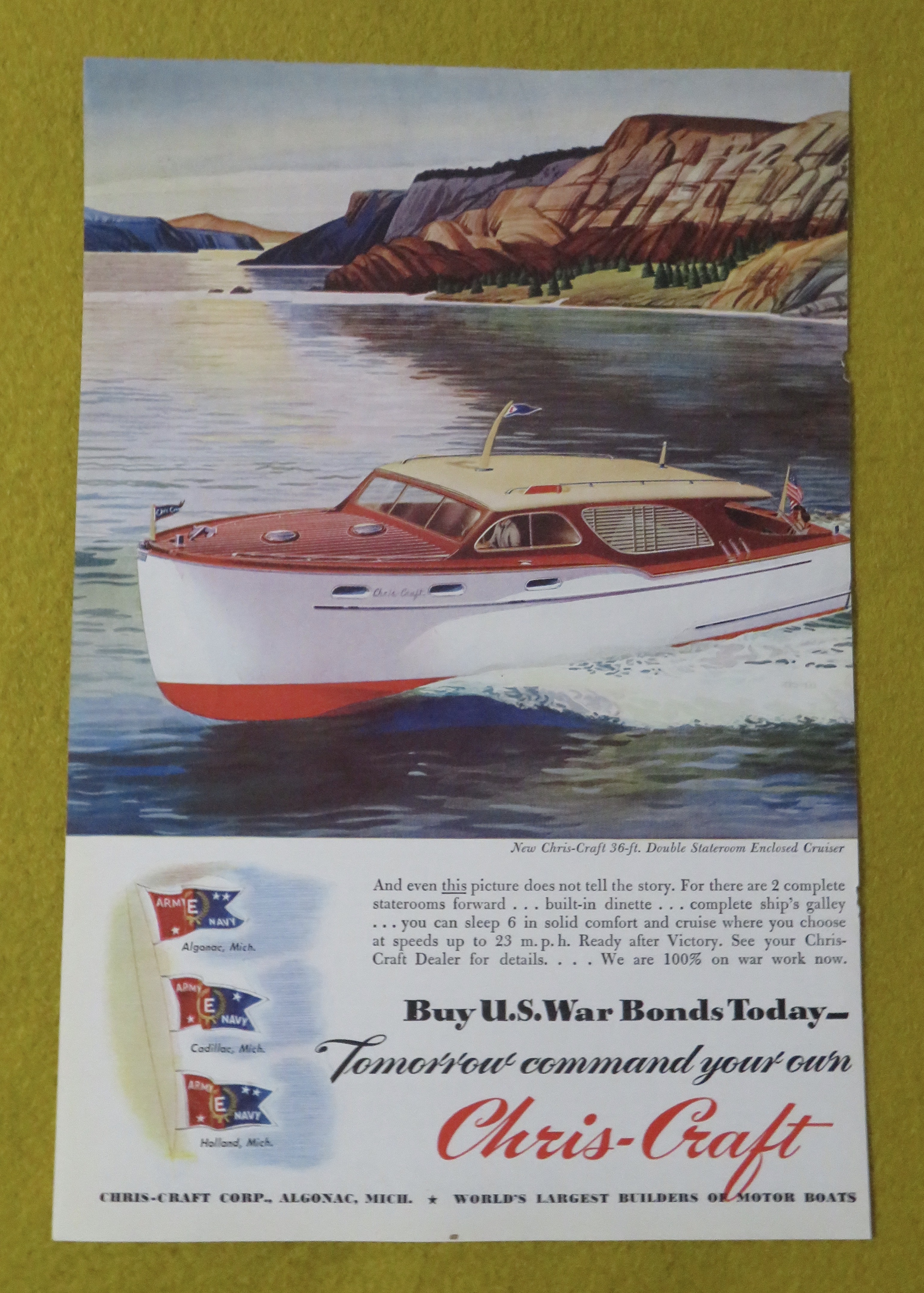 1945 Chris Craft with Stateroom Enclosed Cruiser