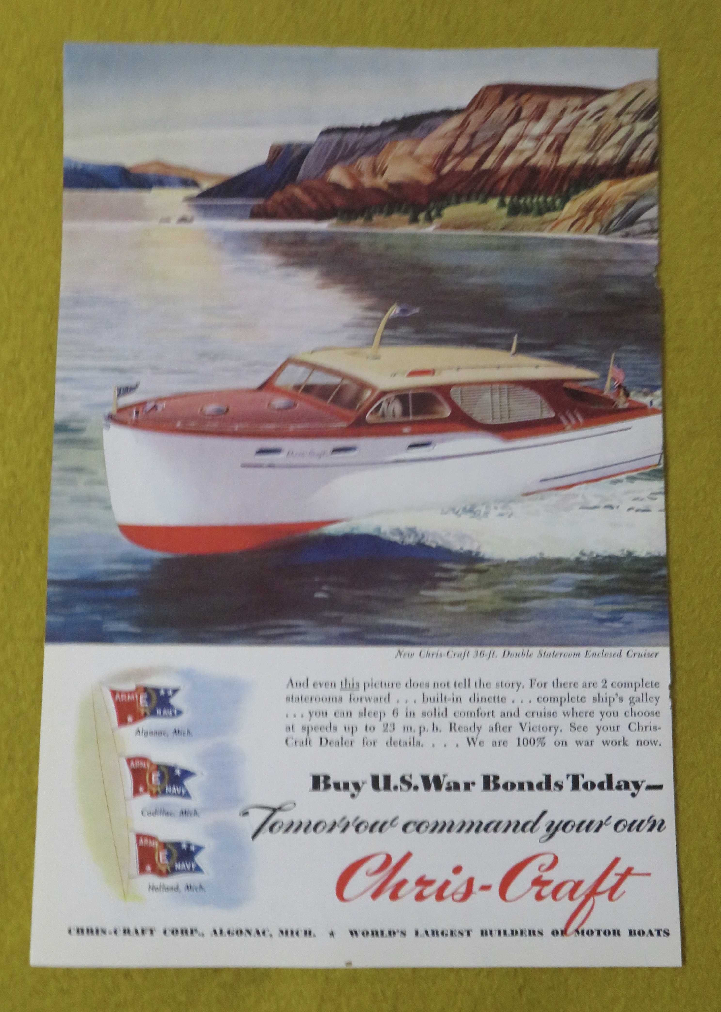 1945 Chris Craft with Stateroom Enclosed Cruiser