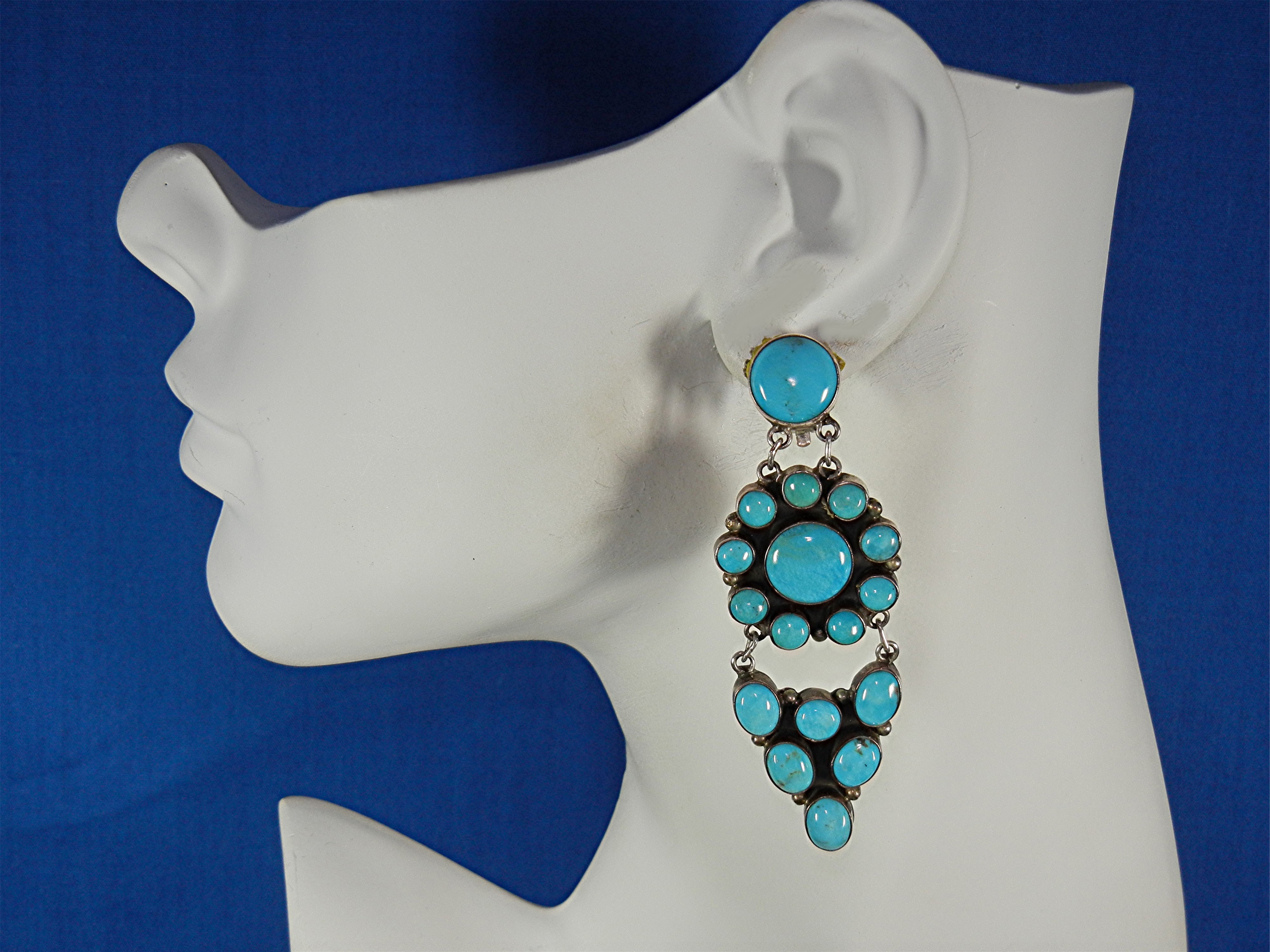 Navajo Sleeping Beauty Turquoise Sterling Silver Earrin