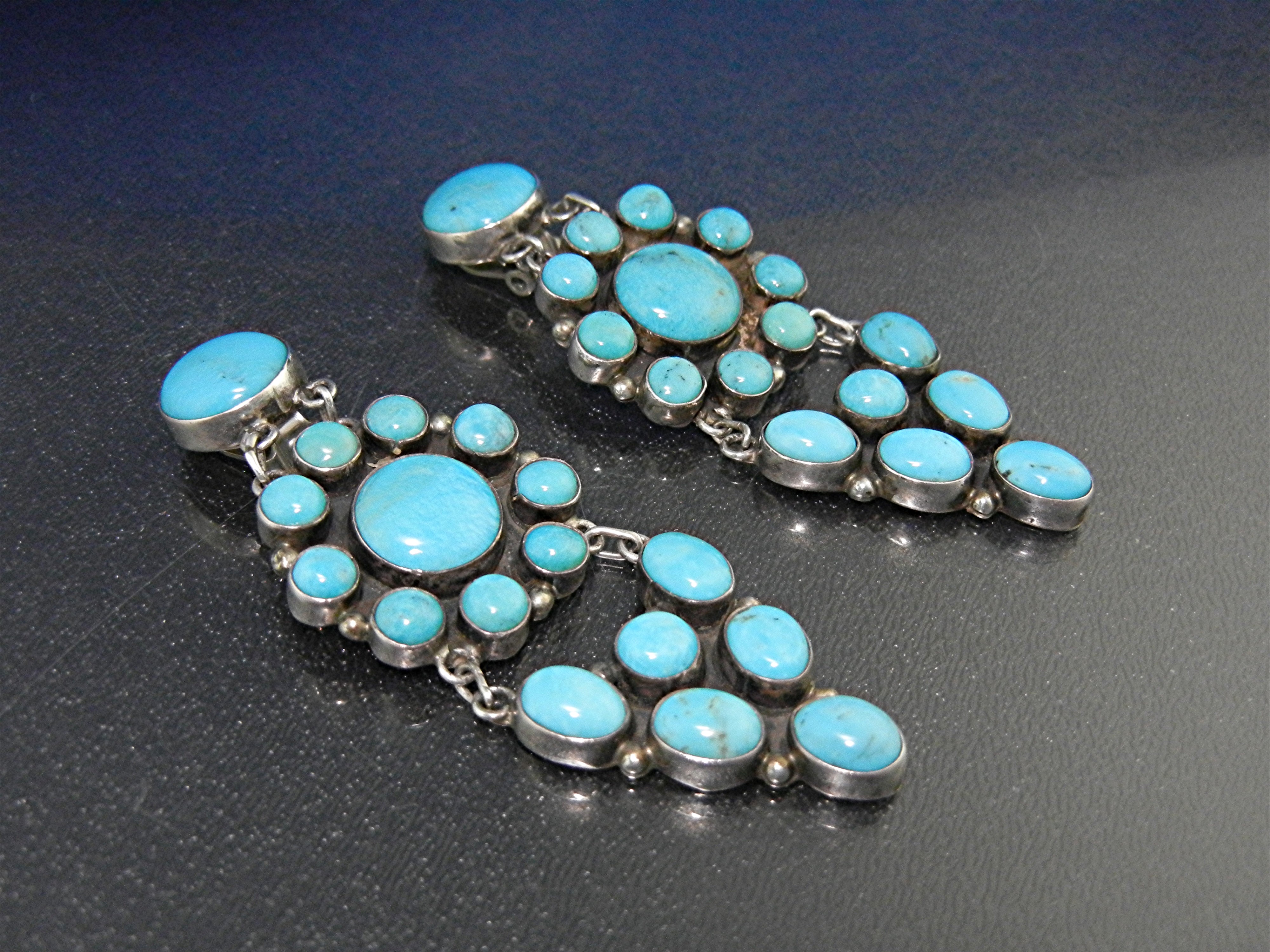 Navajo Sleeping Beauty Turquoise Sterling Silver Earrin