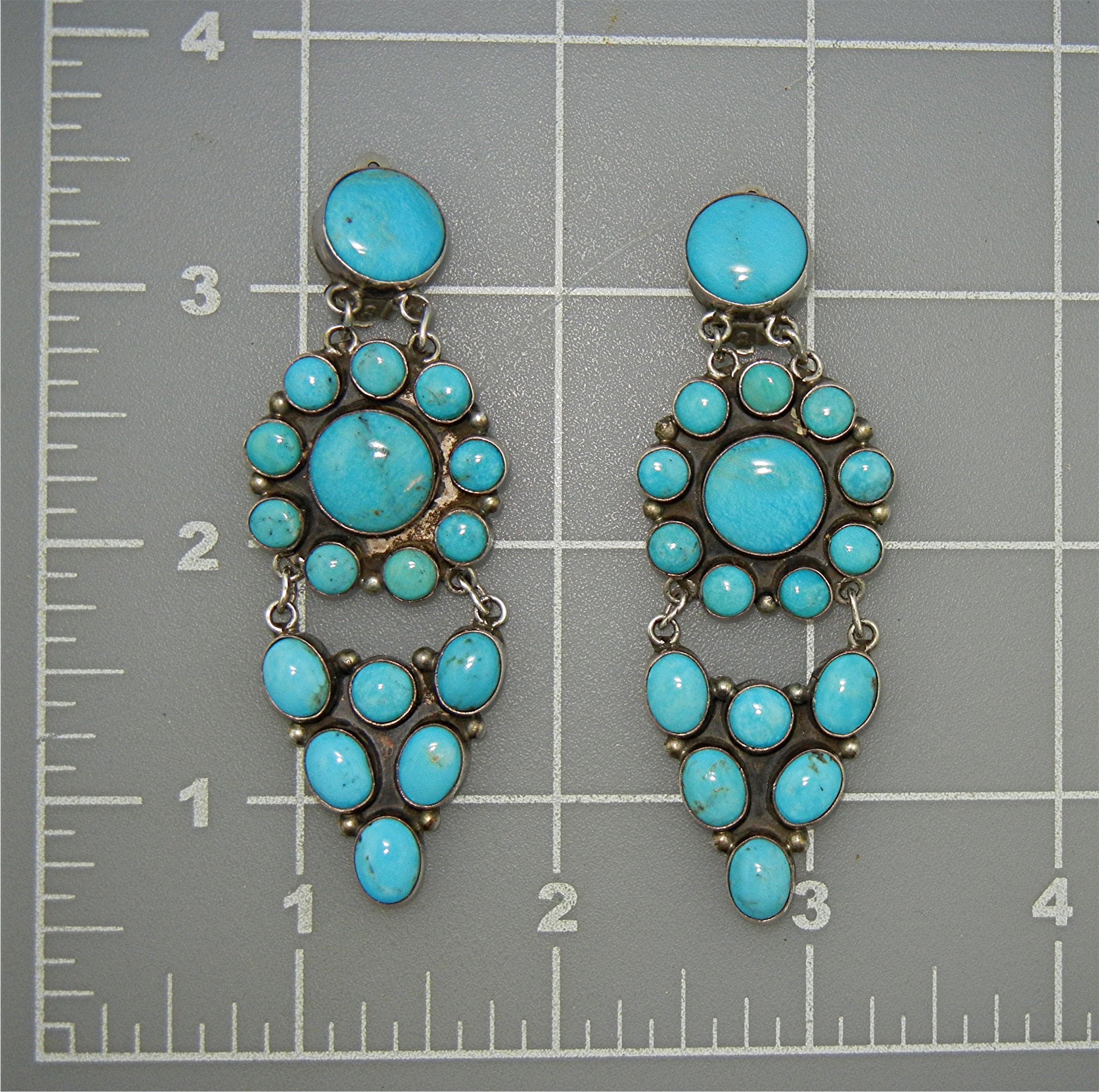 Navajo Sleeping Beauty Turquoise Sterling Silver Earrin