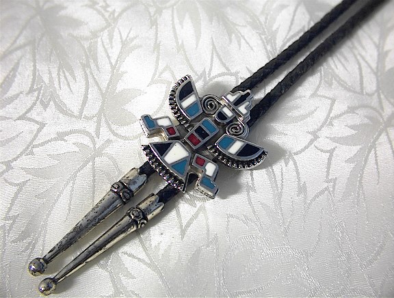 Silver Kachina Doll Bolo Tie.