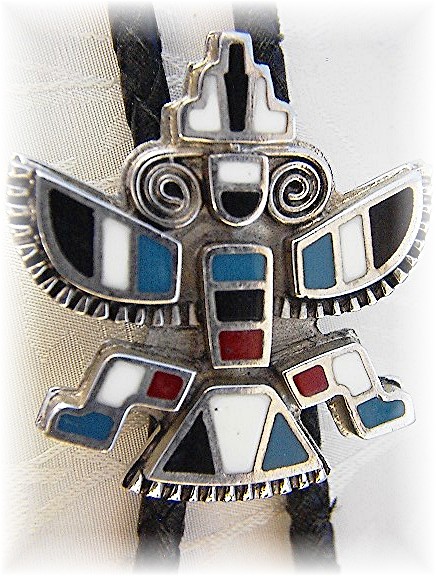 Silver Kachina Doll  Bolo Tie.