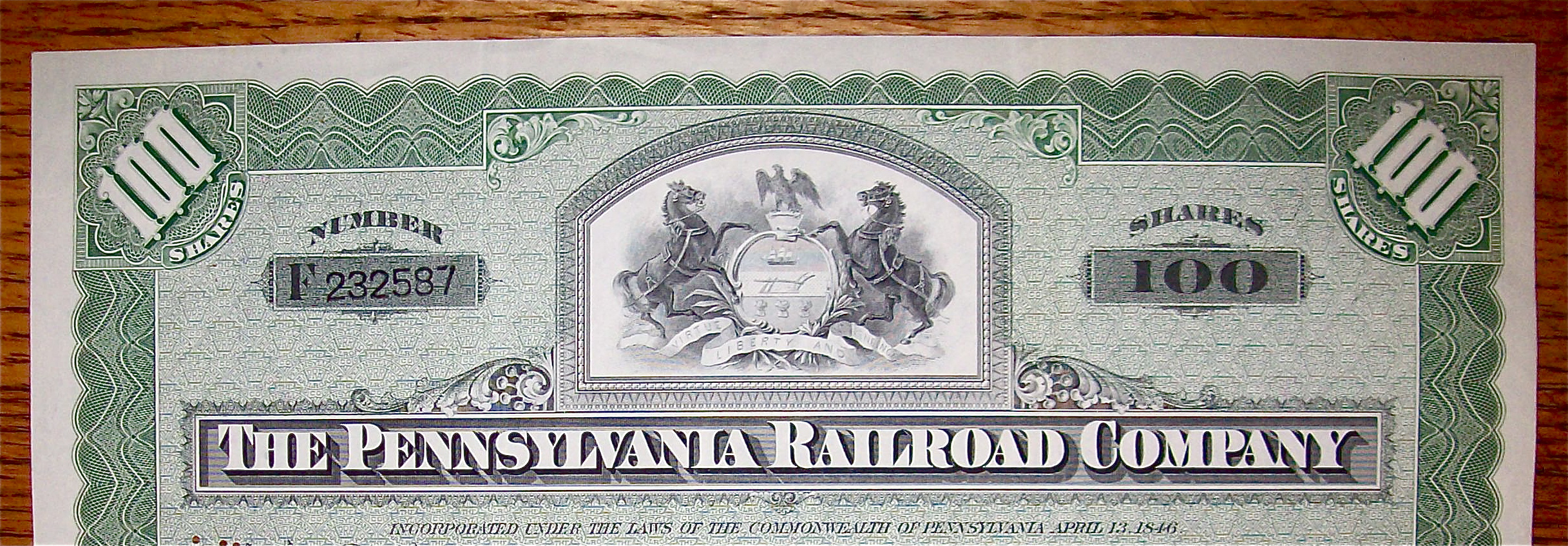 1947 Pennsylvania Railroad Company Stock Certificate