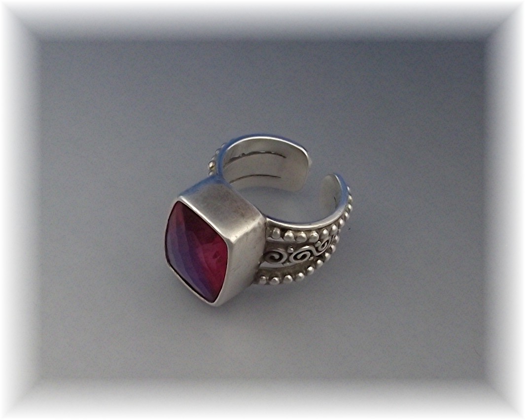 Ring Sterling Silver Watermelon Crystal By Designer SAJ