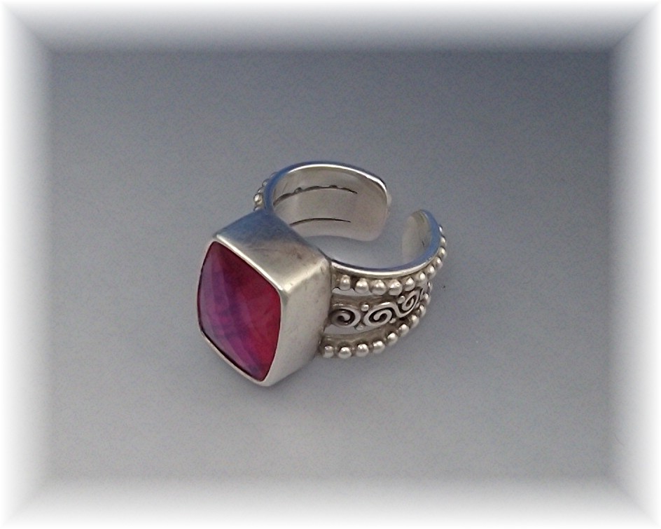 Ring Sterling Silver Watermelon Crystal By Designer SAJ