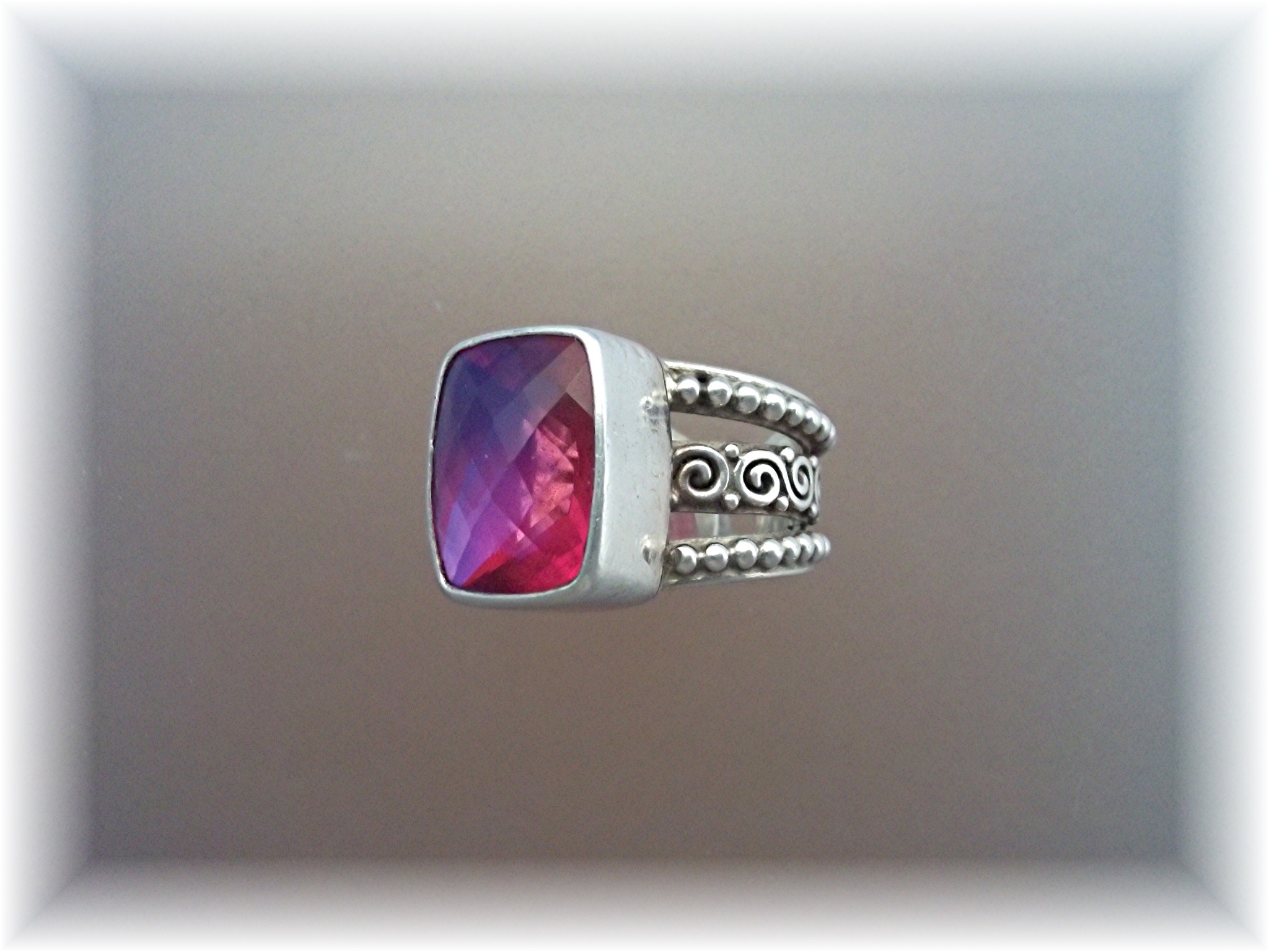Ring Sterling Silver Watermelon Crystal By Designer SAJ