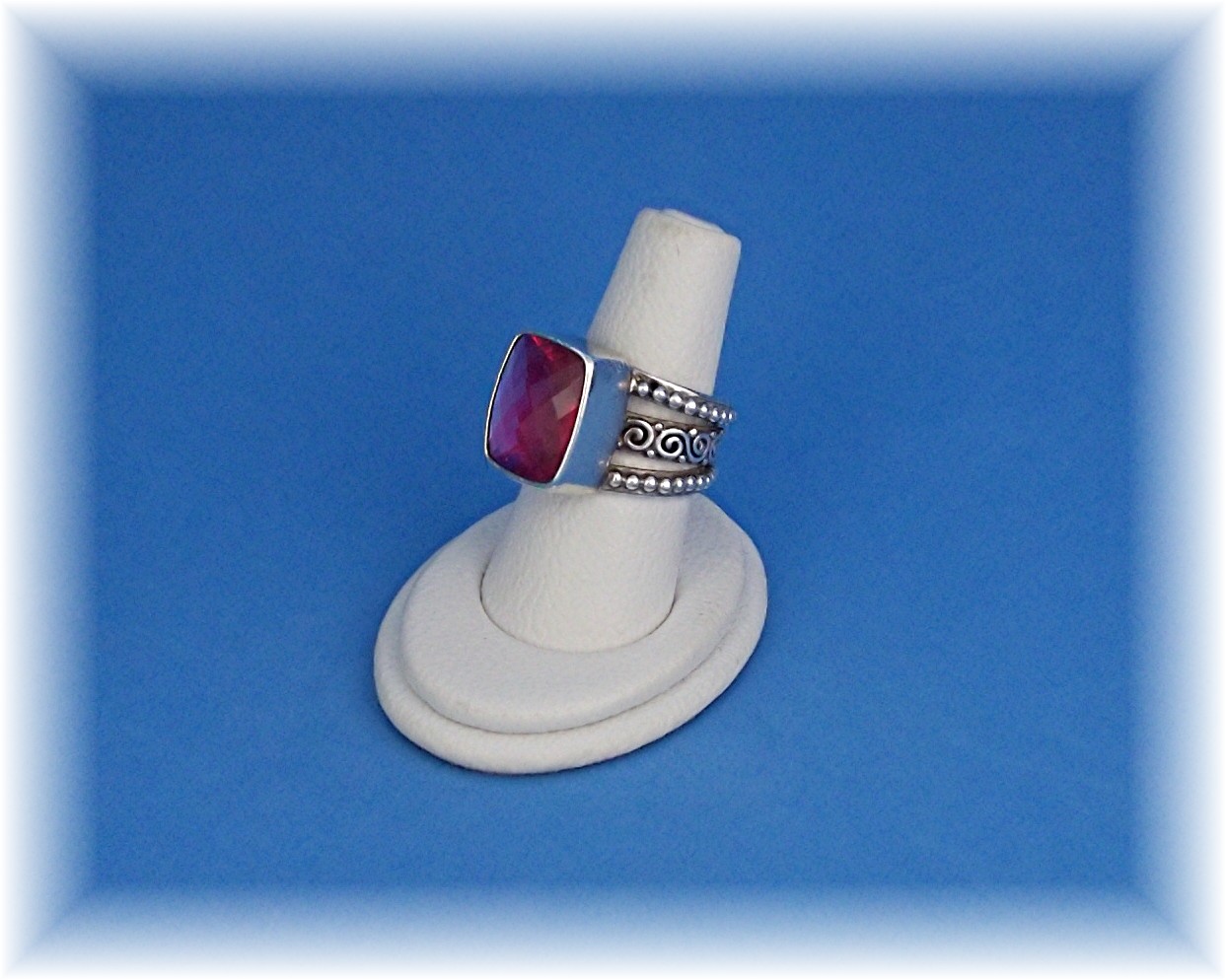 Ring Sterling Silver Watermelon Crystal By Designer SAJ
