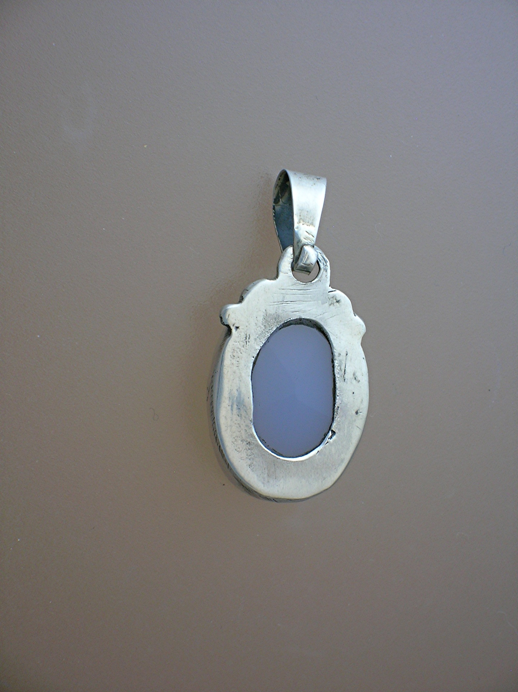 Sterling Silver Blue Facet Glass Stone Pendant