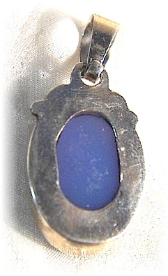Sterling Silver Blue Facet Glass Stone Pendant