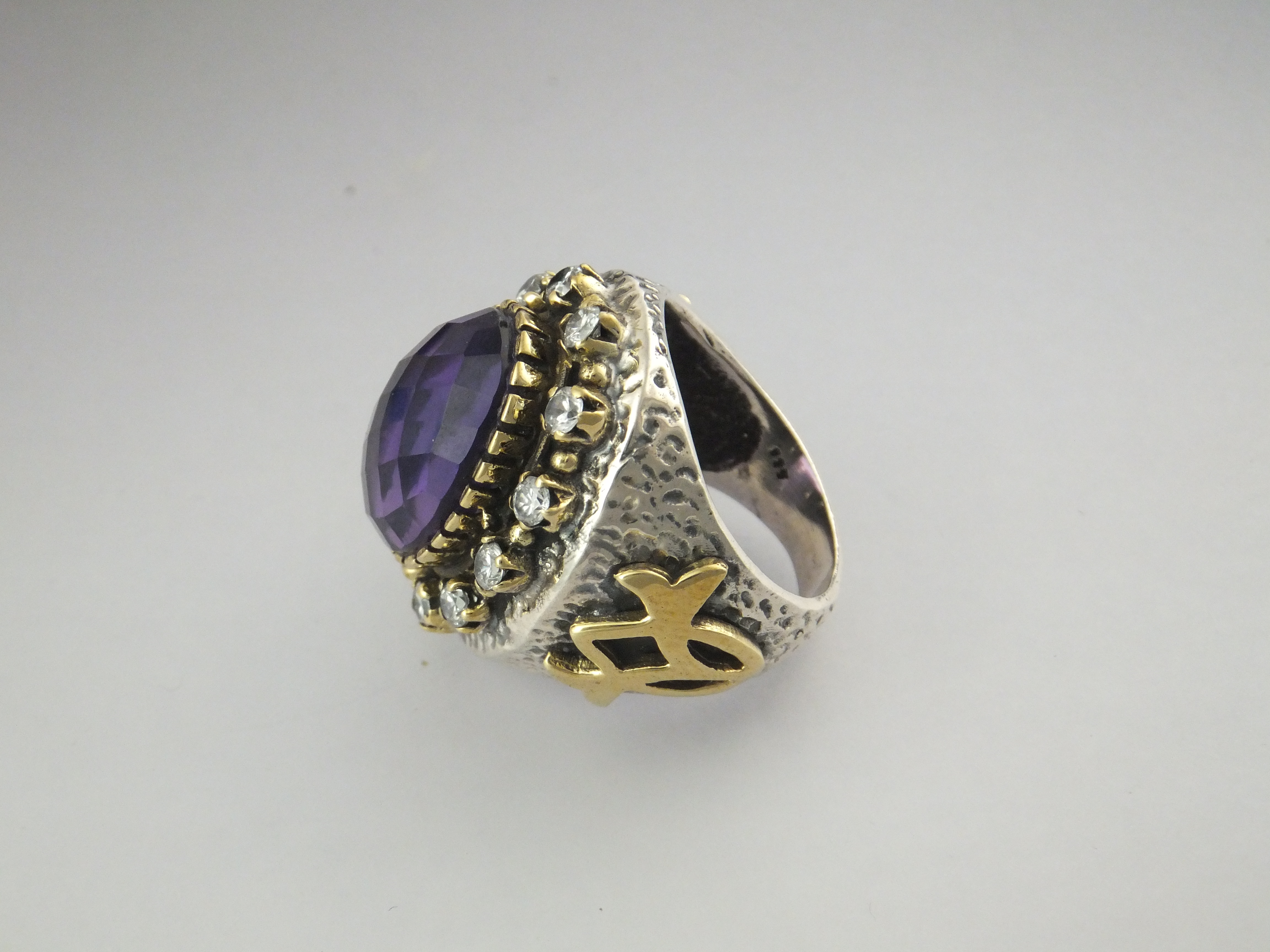 Ring Amethyst White Topaz Amethyst Sterling Silver